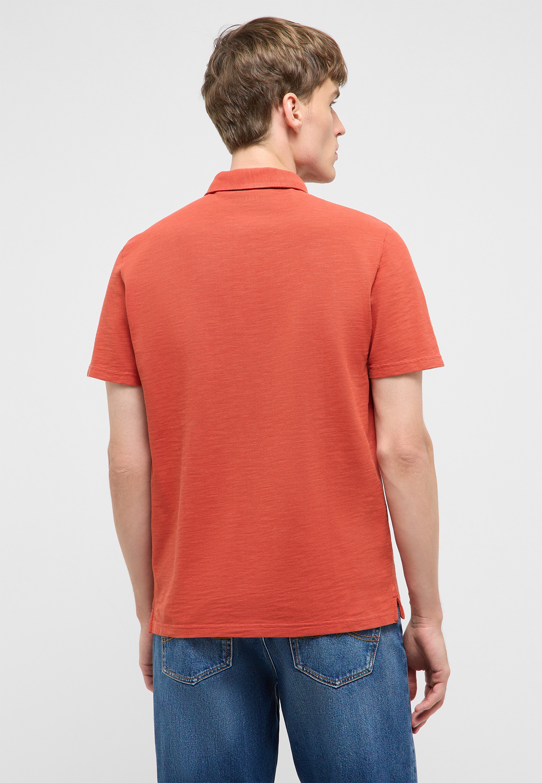 Polohemd, Kurzarm, Orange, Baumwolle, Rückansicht