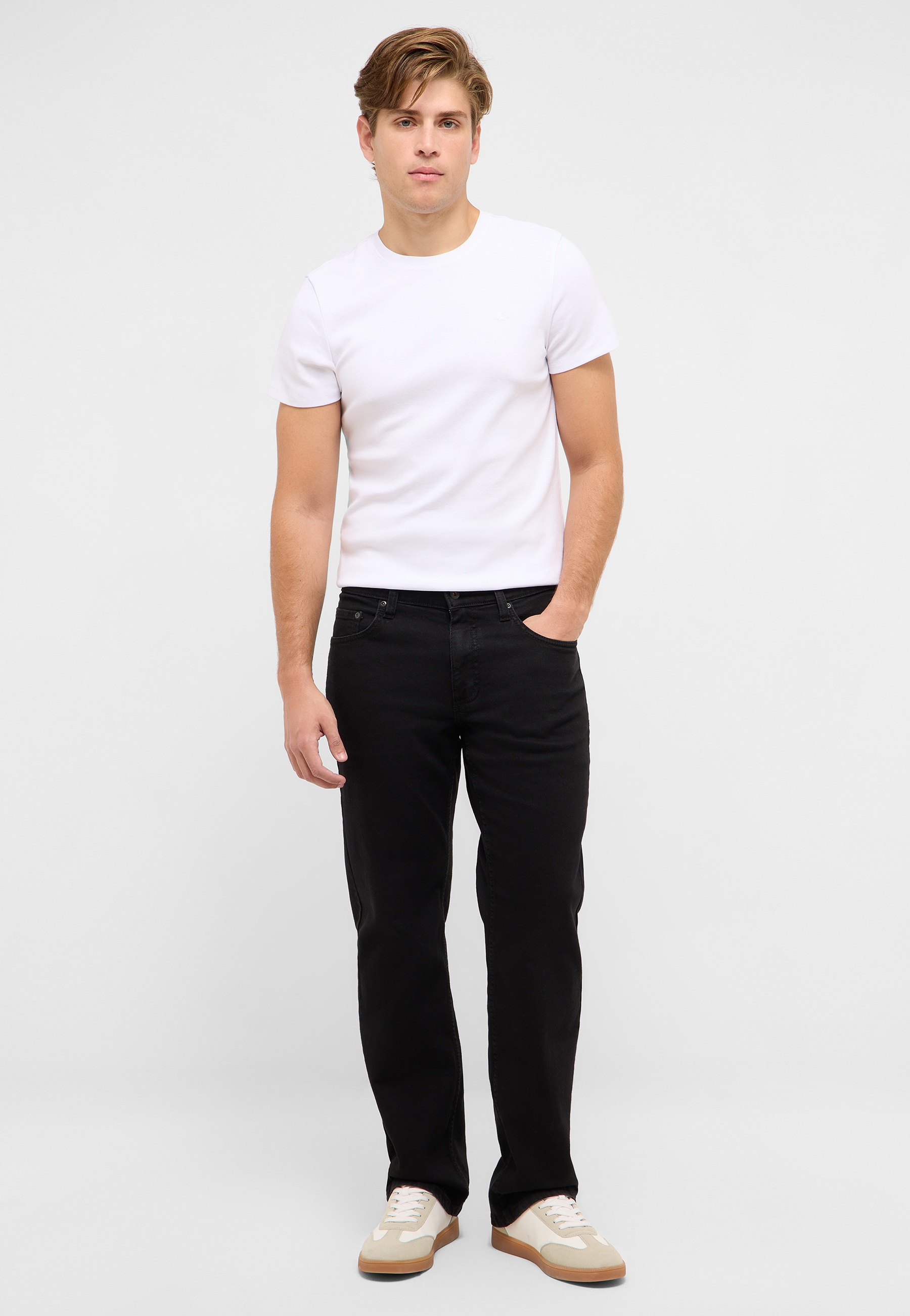 T-Shirt, Weiß, Kurzarm, Knopflose, Alltagslook