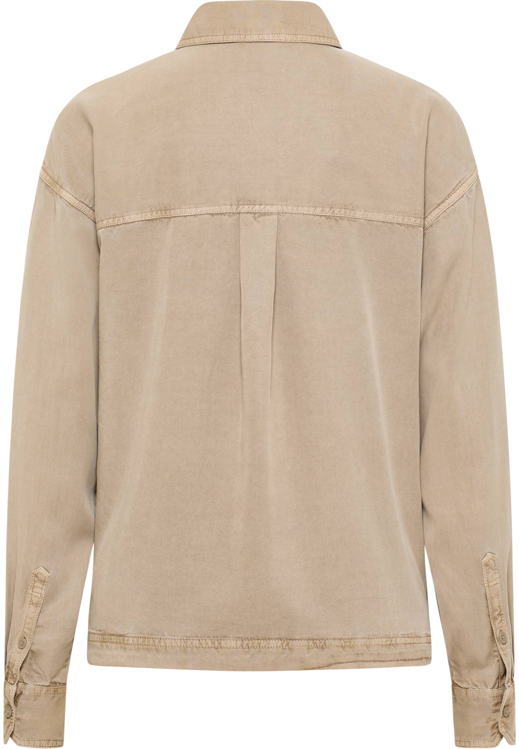 Jacke, Beige, Kragen, Langarm, Rückenpasse