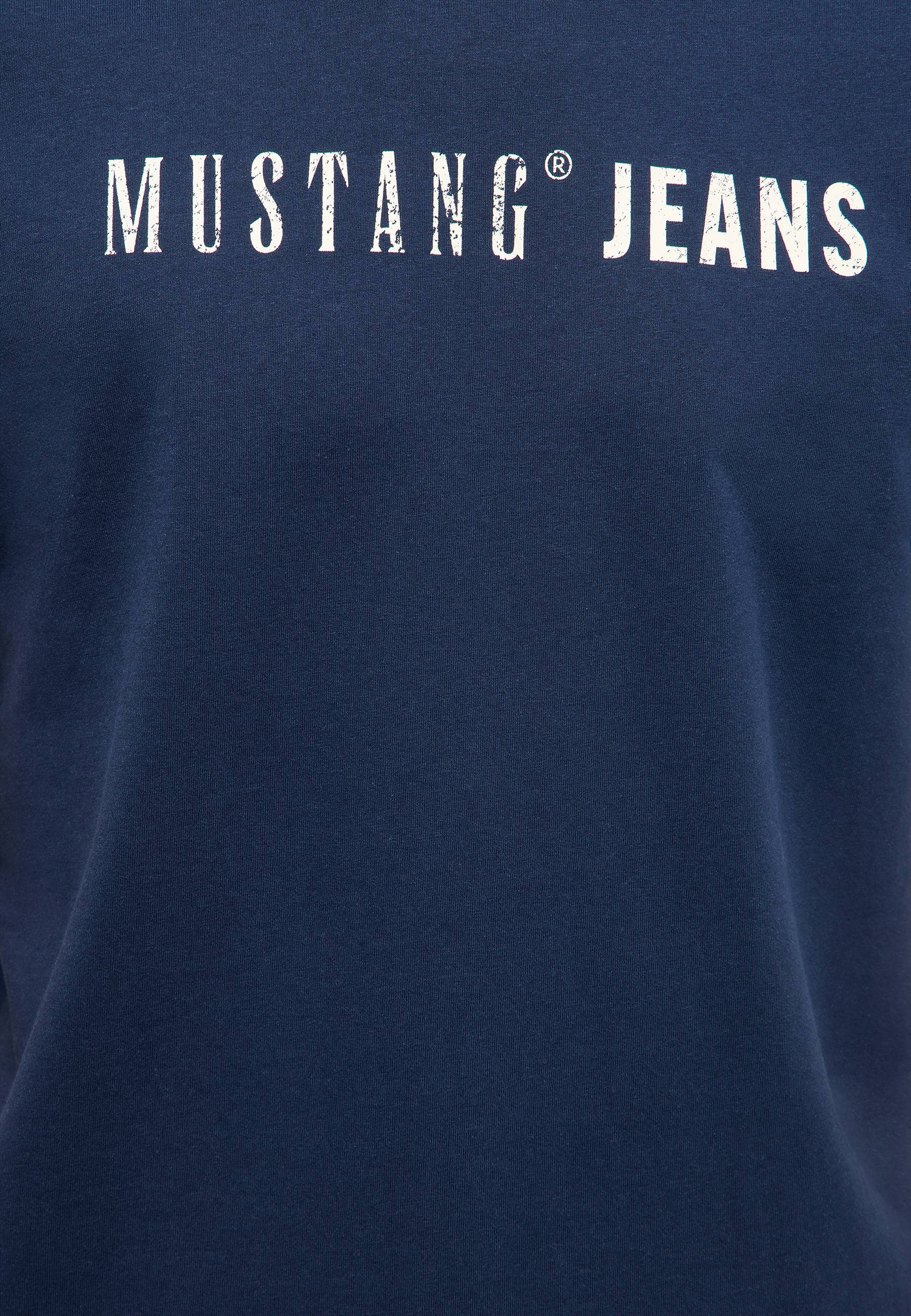 T-Shirt, Mustang Jeans, Kleidung, Navy, Logo printing