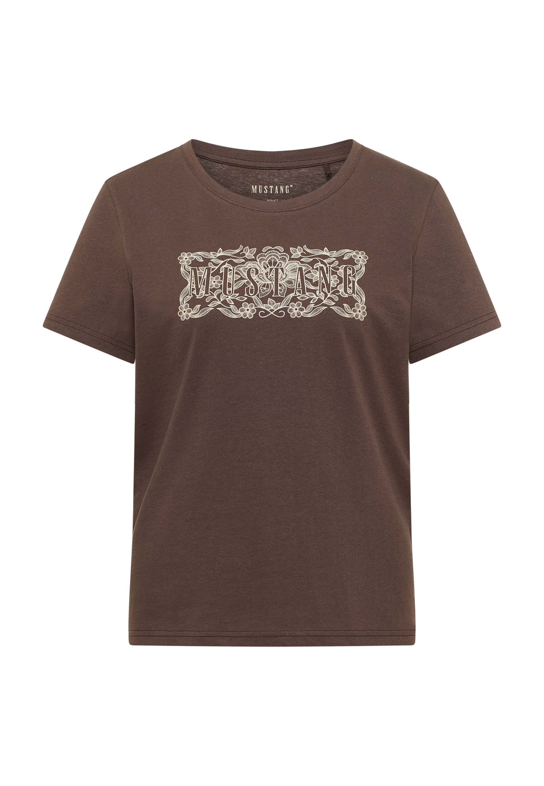 T-Shirt, Braun, Kurzarm, Grafik, Mustang