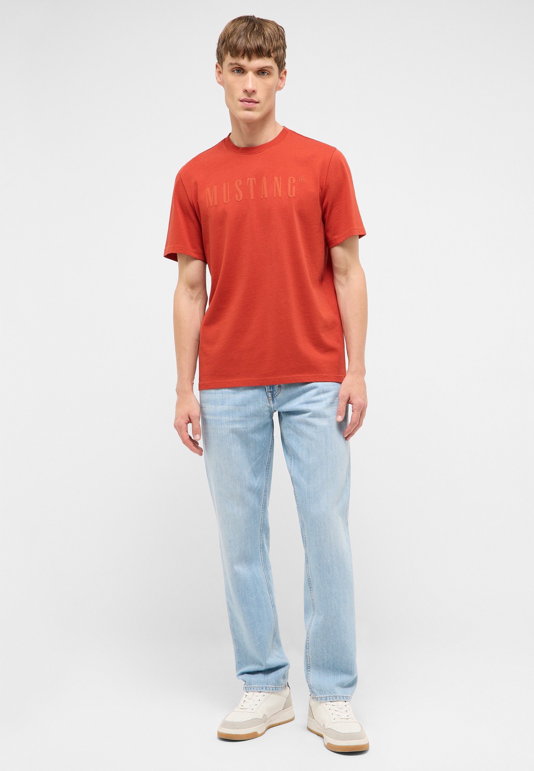 tshirt, kurzarmshirt, rot, mustang, baumwolle