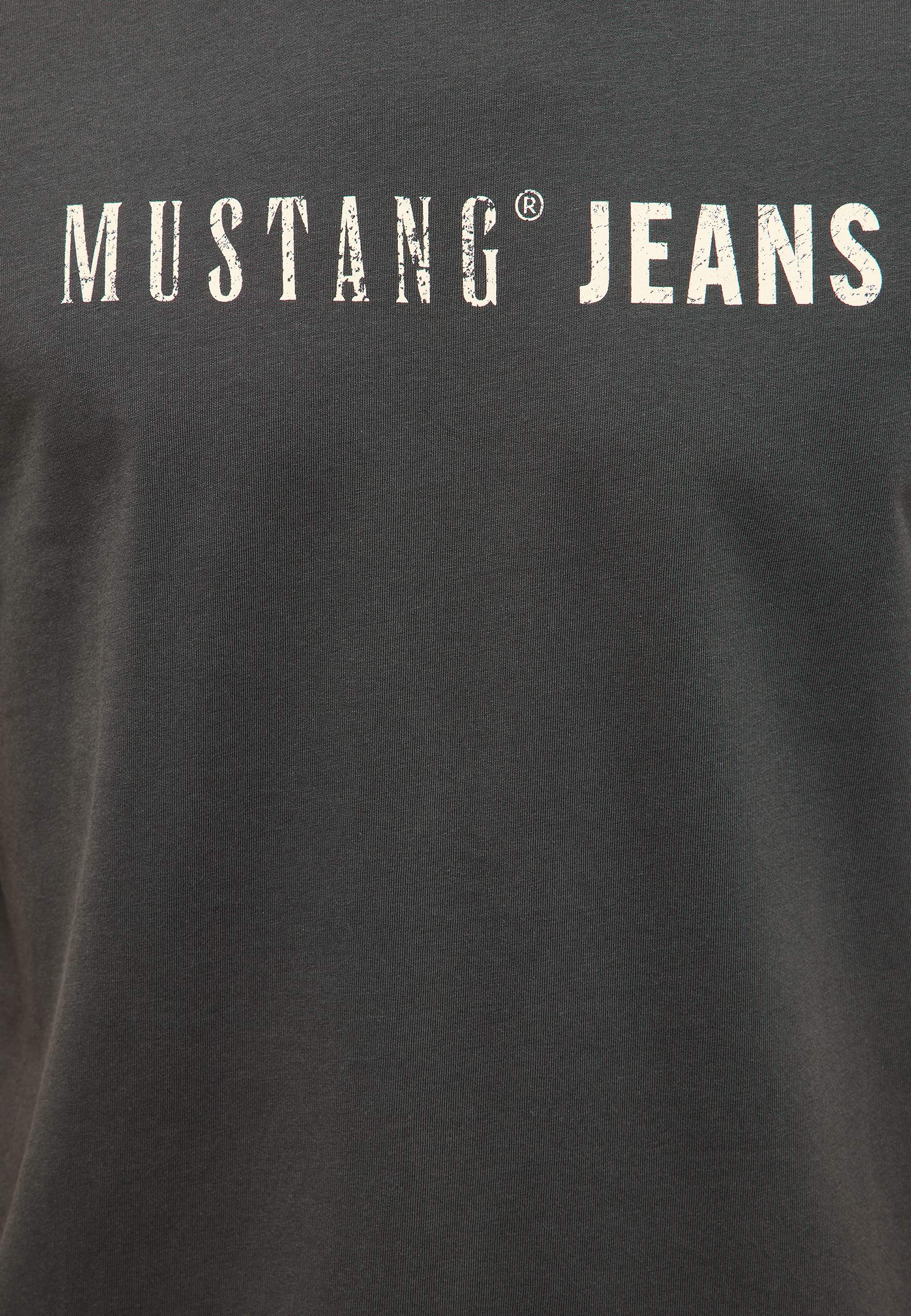 T-Shirt, Crewneck, Schwarz, Mustang Jeans, Logo