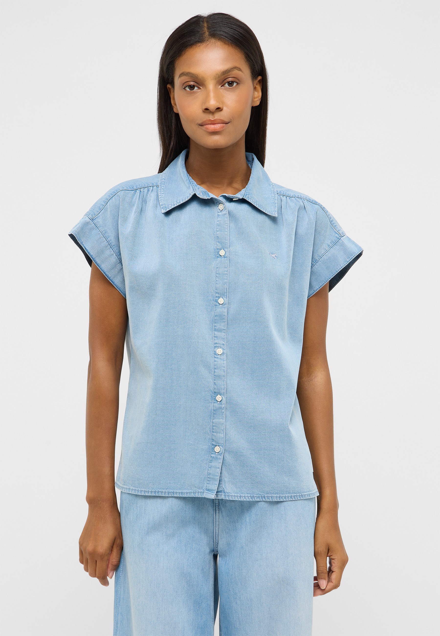 Denim, Denim-Shirt, Kurze Ärmel, Knopfleiste, Hemd