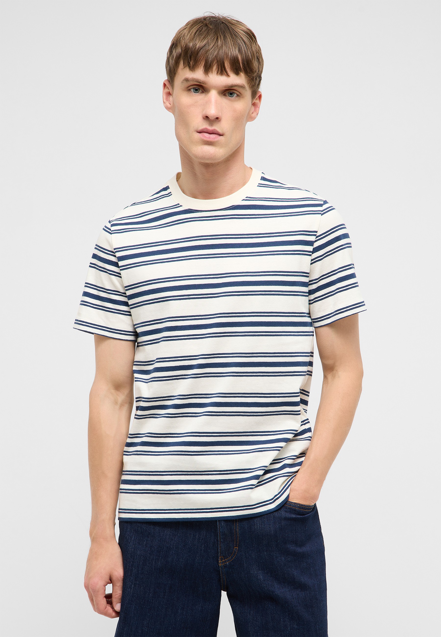 t-shirt, gestreift, Rundhals, Kurzarm, Herren