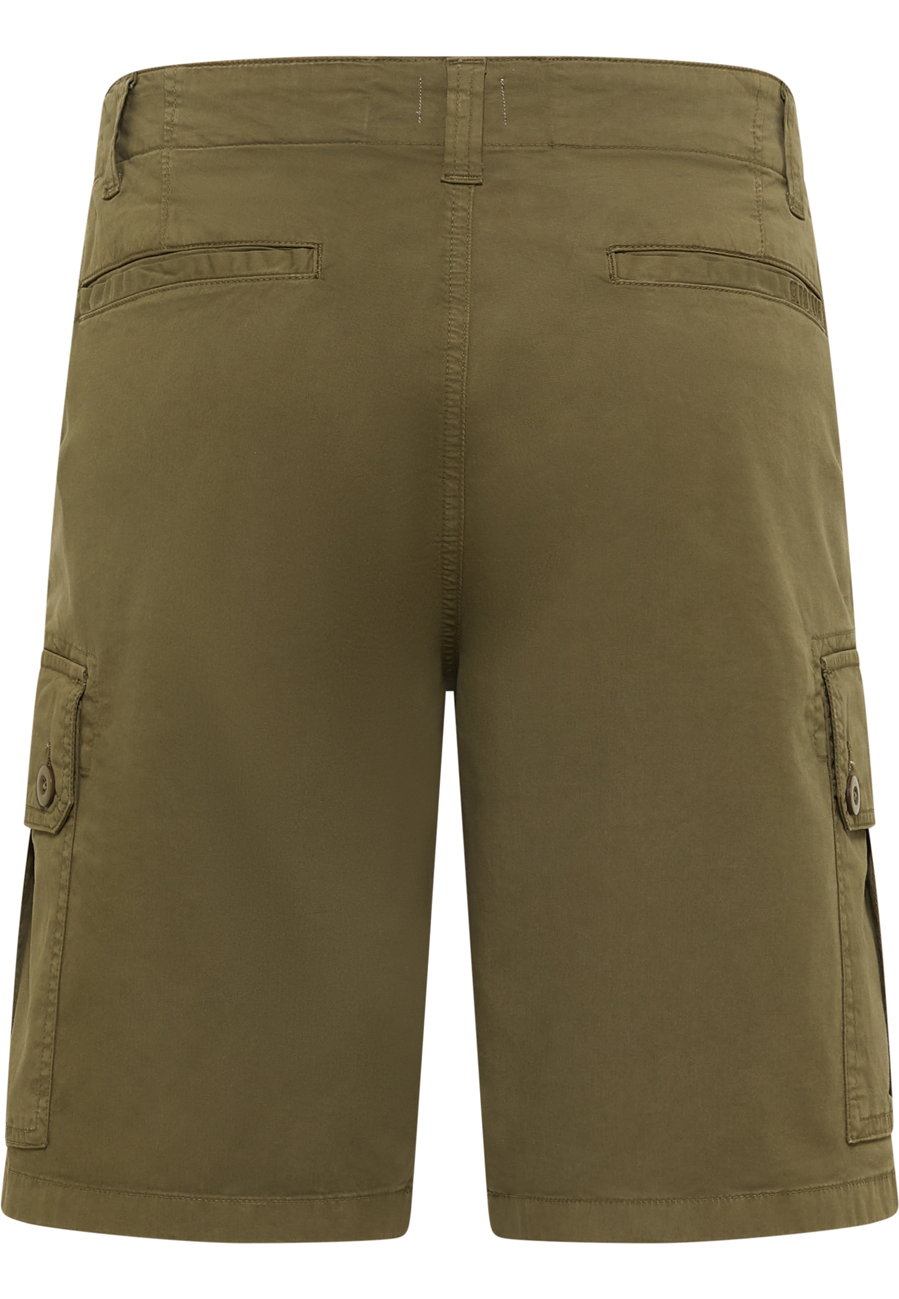 khaki, Kurze Cargo-Hose, Hintertaschen, Gürtel Schlaufen, mittlere Länge