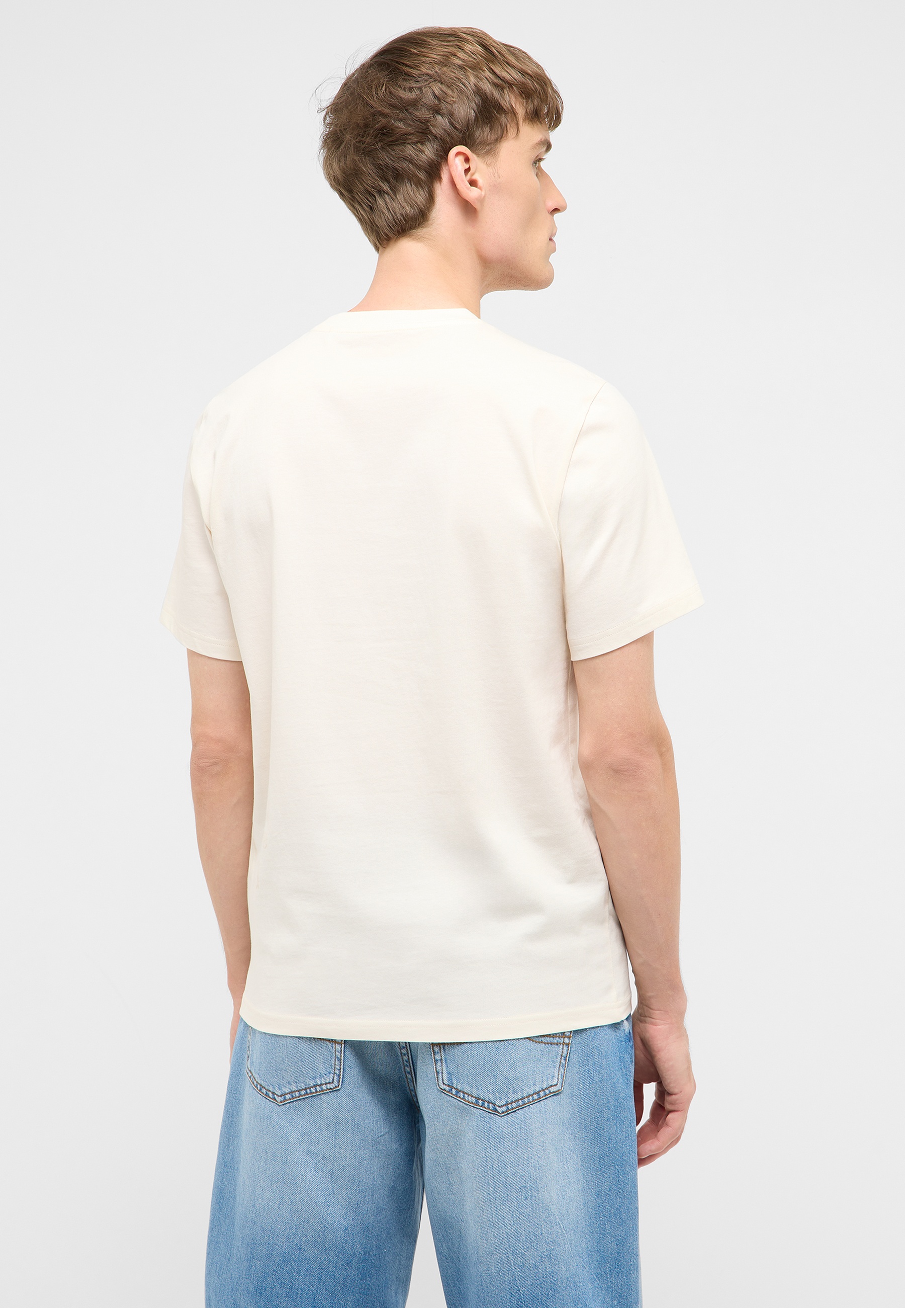 T-Shirt, Cremefarben, Kurze Ärmel, Rundhals, Uni