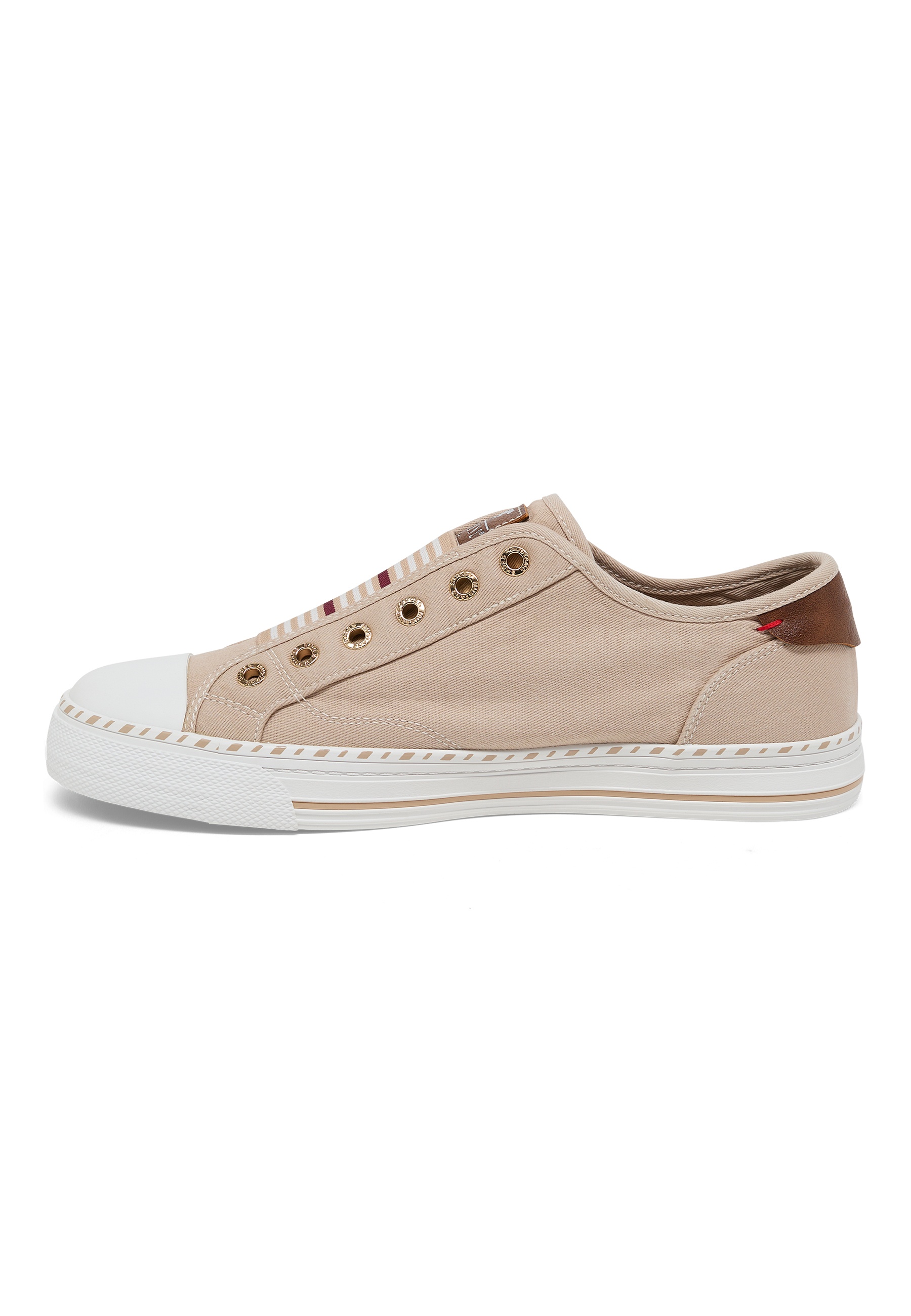 Sneaker, Canvas, Beige, Low-cut, Gummi-Laufsohle