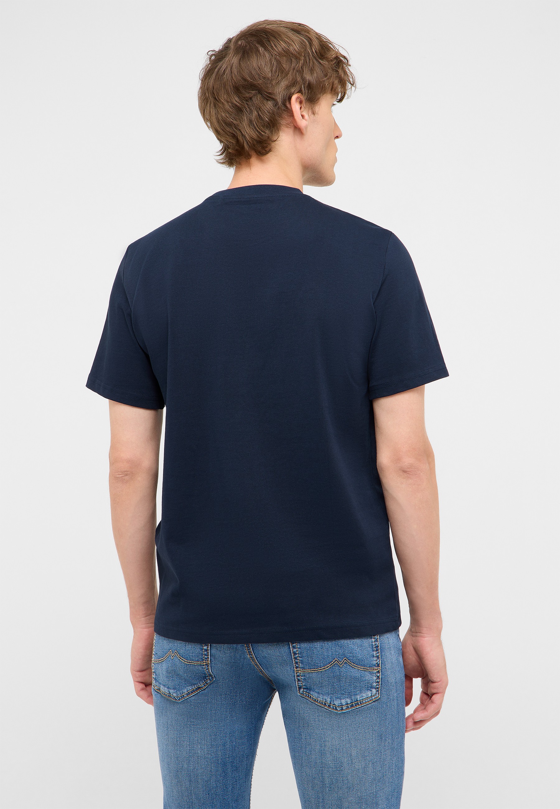 T-Shirt, Kurzarm, Navy, Uni, Baumwolle