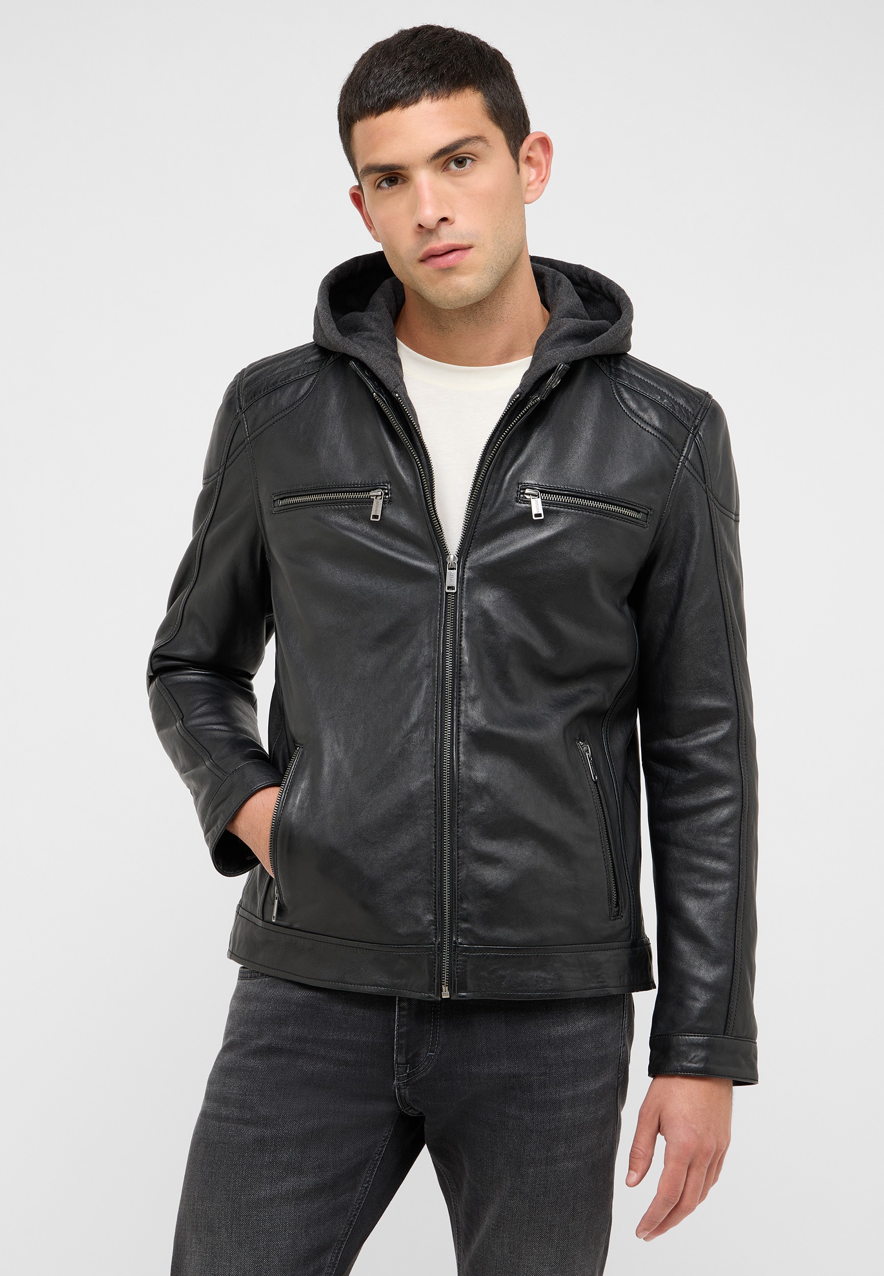 Jacke Style Biker Jacket Mantel, Jacke, Erwachsener, Mann, Person
