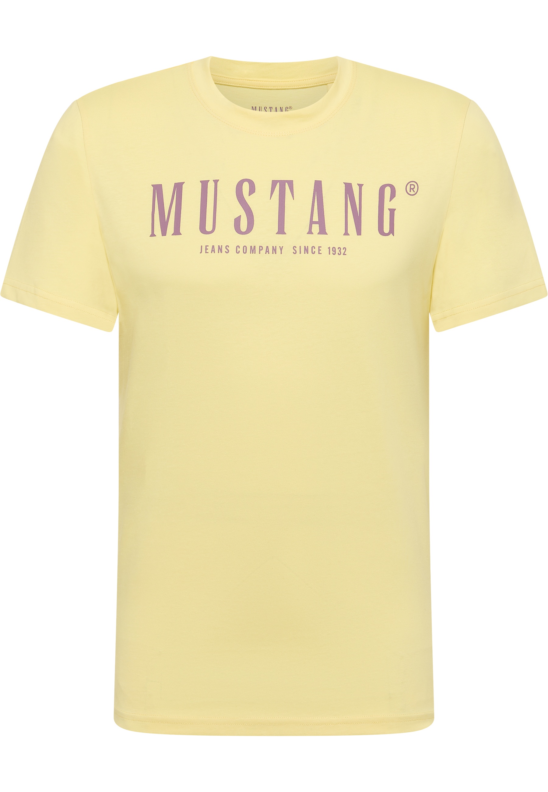 T-Shirt, Mustang, Gelb, Rundhals, Print
