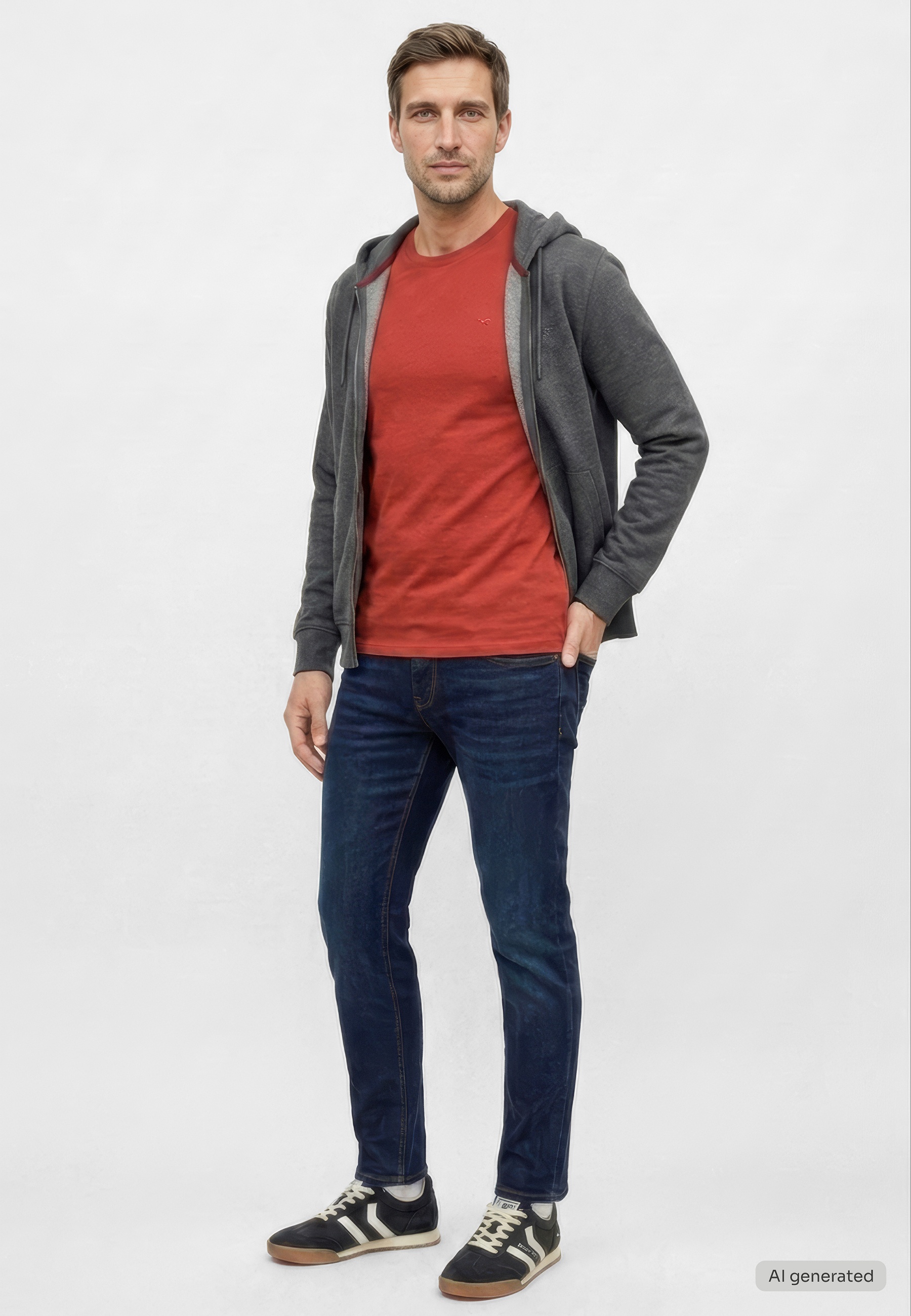 mit feiner Rippstruktur im Slim Fit
