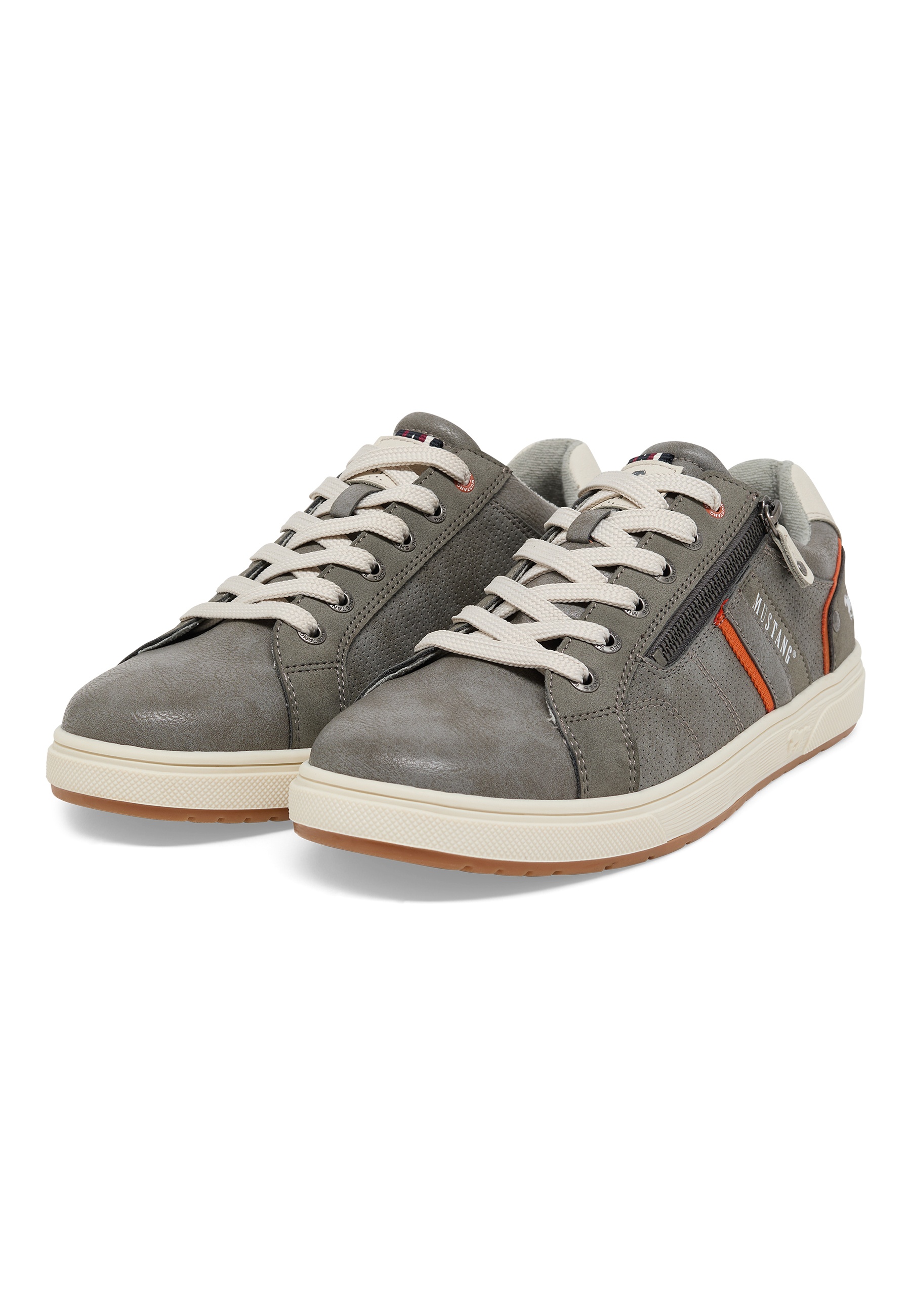 Sneaker, Grau, Schnürschuh, Seitlicher Reißverschluss, Freizeitschuh