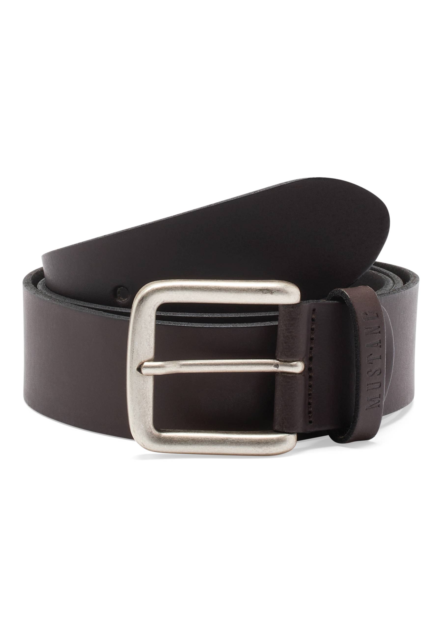 Mustang Herren Gürtel 40 mm aus Leder, dunkelbraun