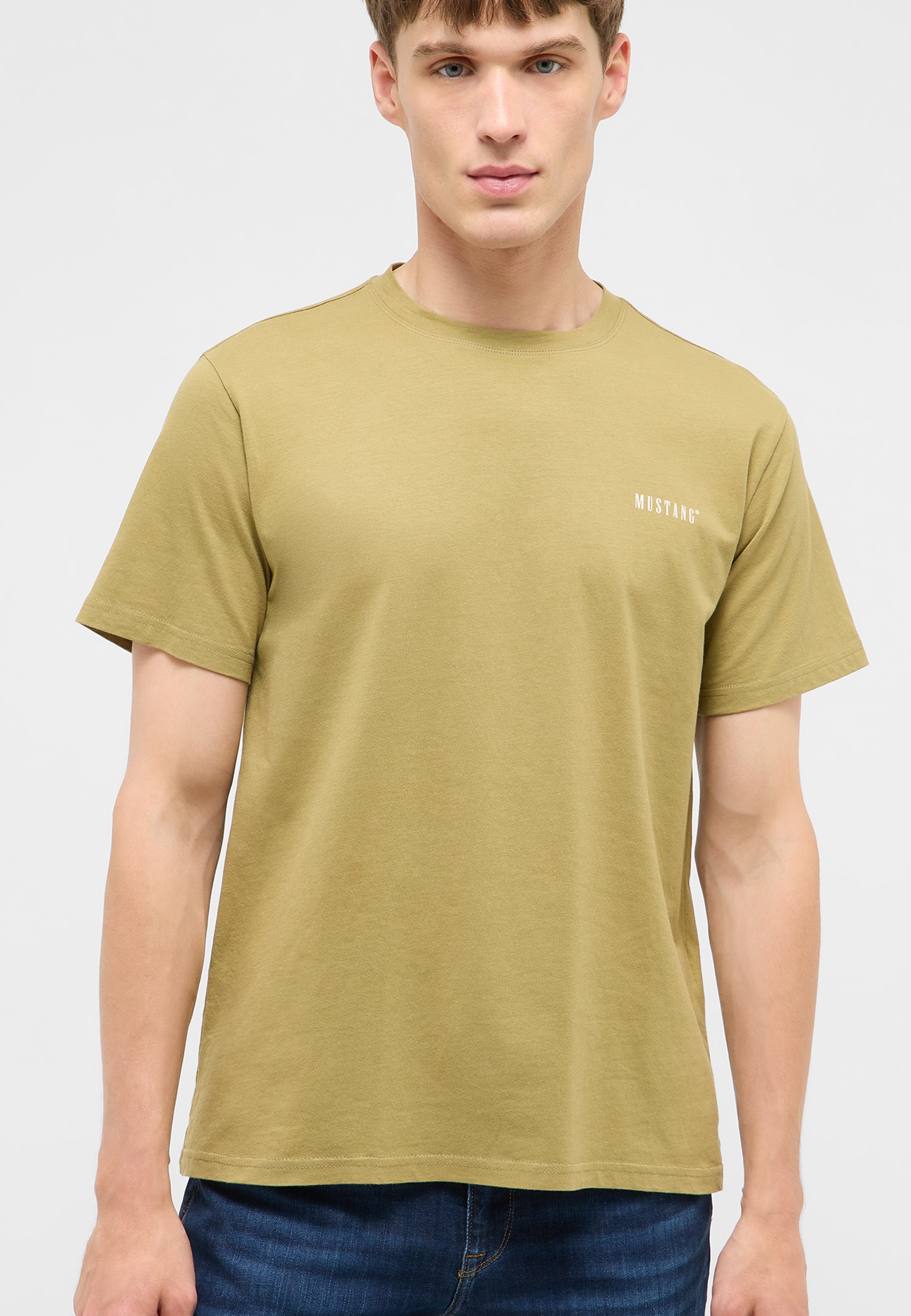 T-Shirt, Kurzarm, Khaki, Gepostertes Logo, Herren-Top