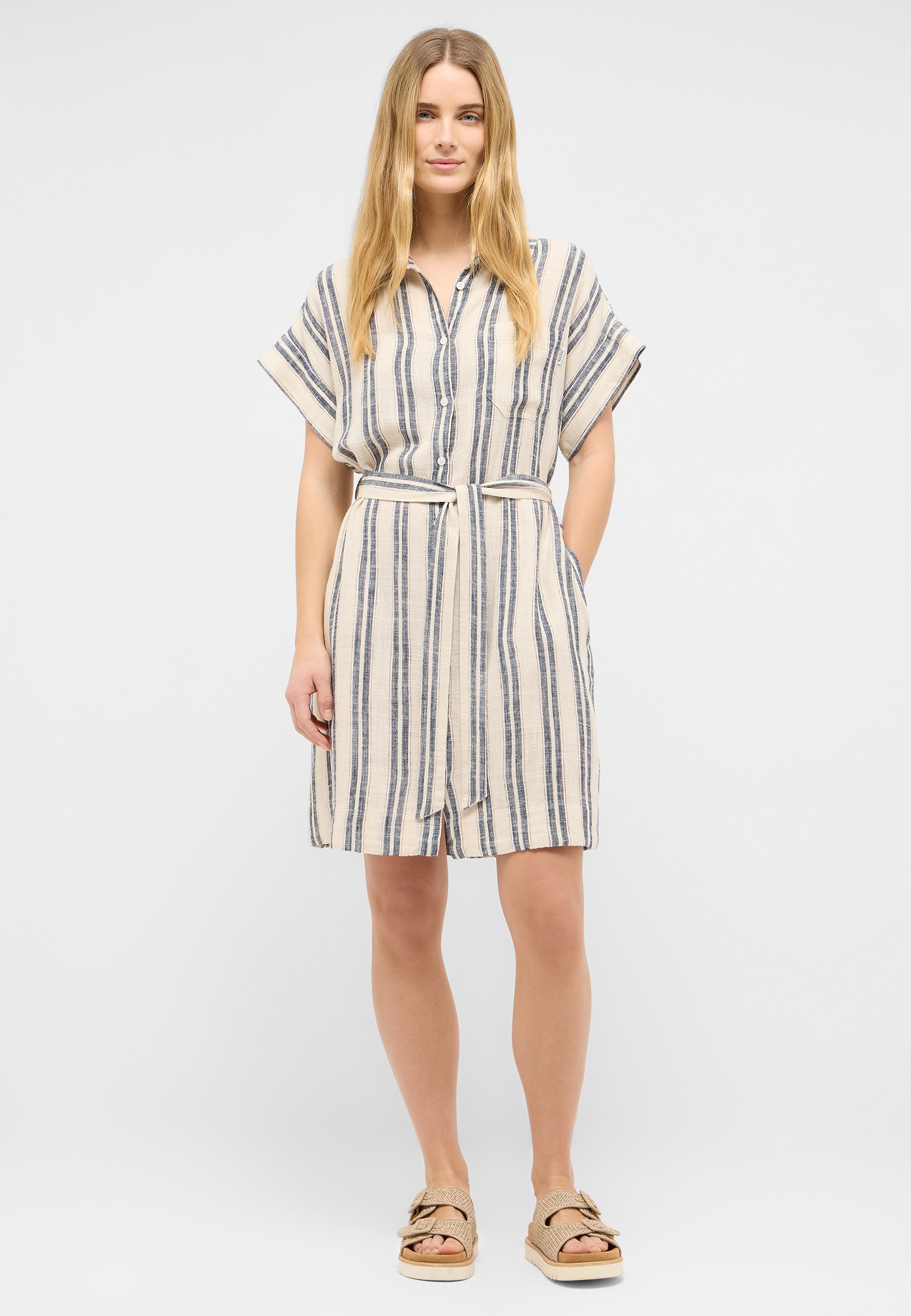 Kleid, Streifen, Stoffstruktur, Kurzes Kleid, Gürtel