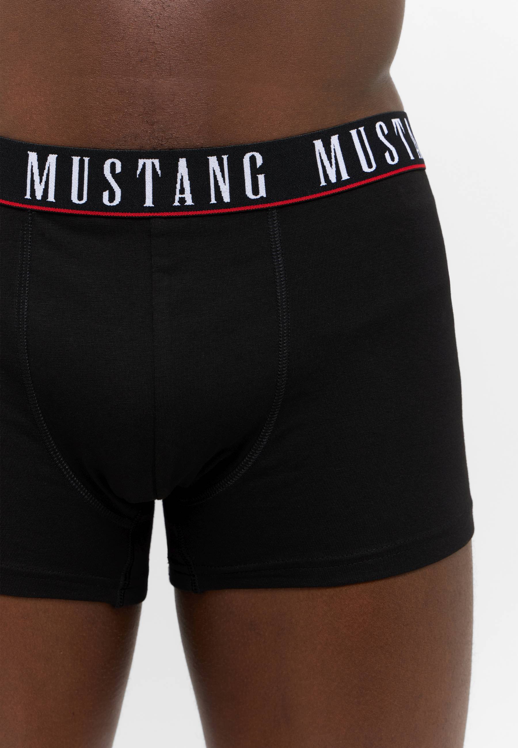 Unterwäsche, Boxer, Schwarz, Elastischer Bund, Markenband (Mustang)