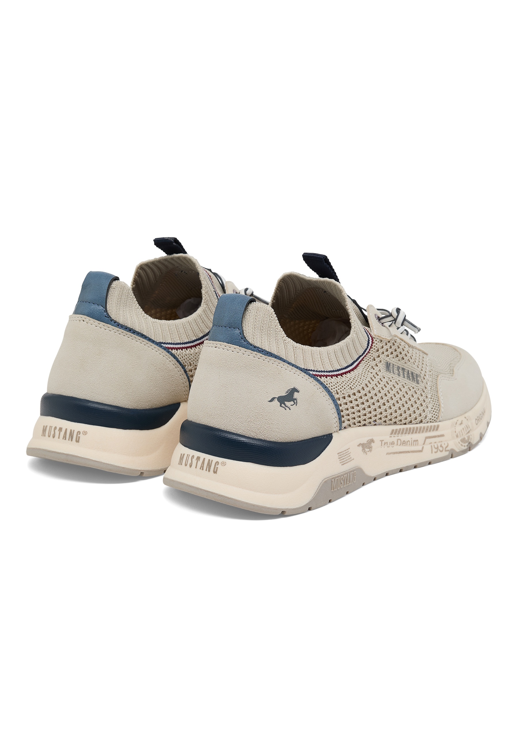 Sneaker, Beige, Mesh, Low-cut, Denim-inspired