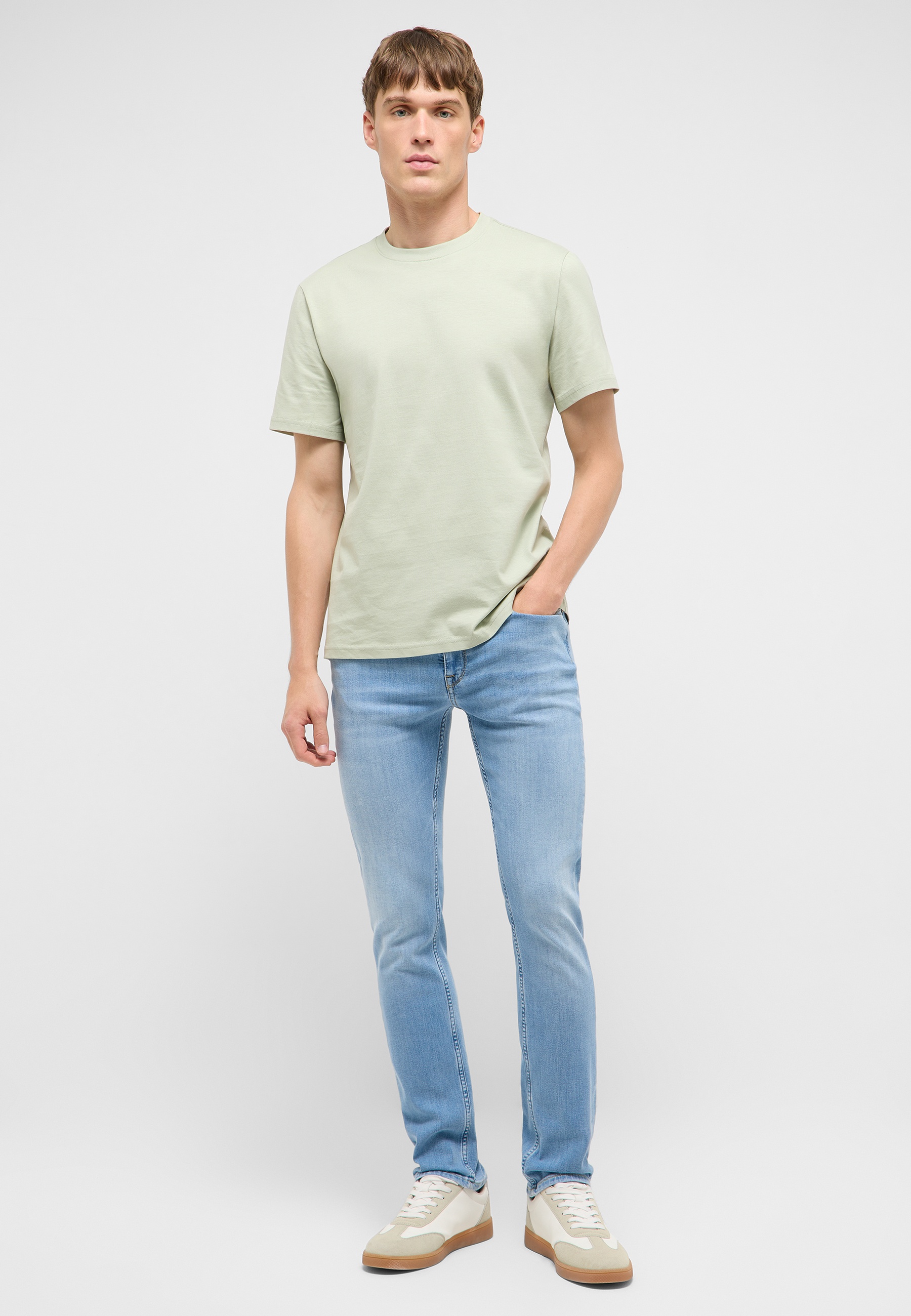 T-shirt, Kurzarm, Unifarben, Baumwolle, Herren-fit