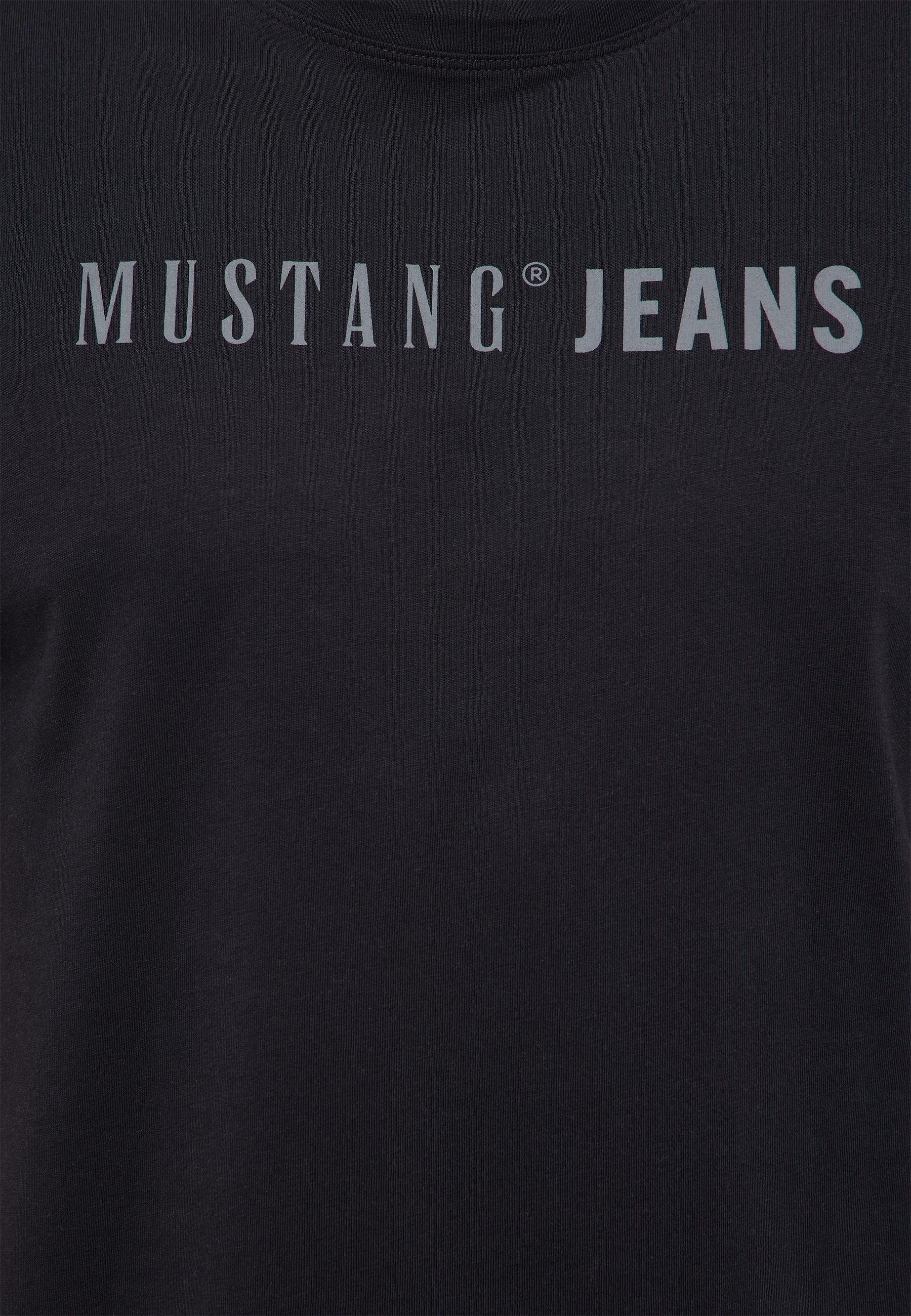 t-shirt, schwarz, Logo, Mustang Jeans, Rundhalsausschnitt