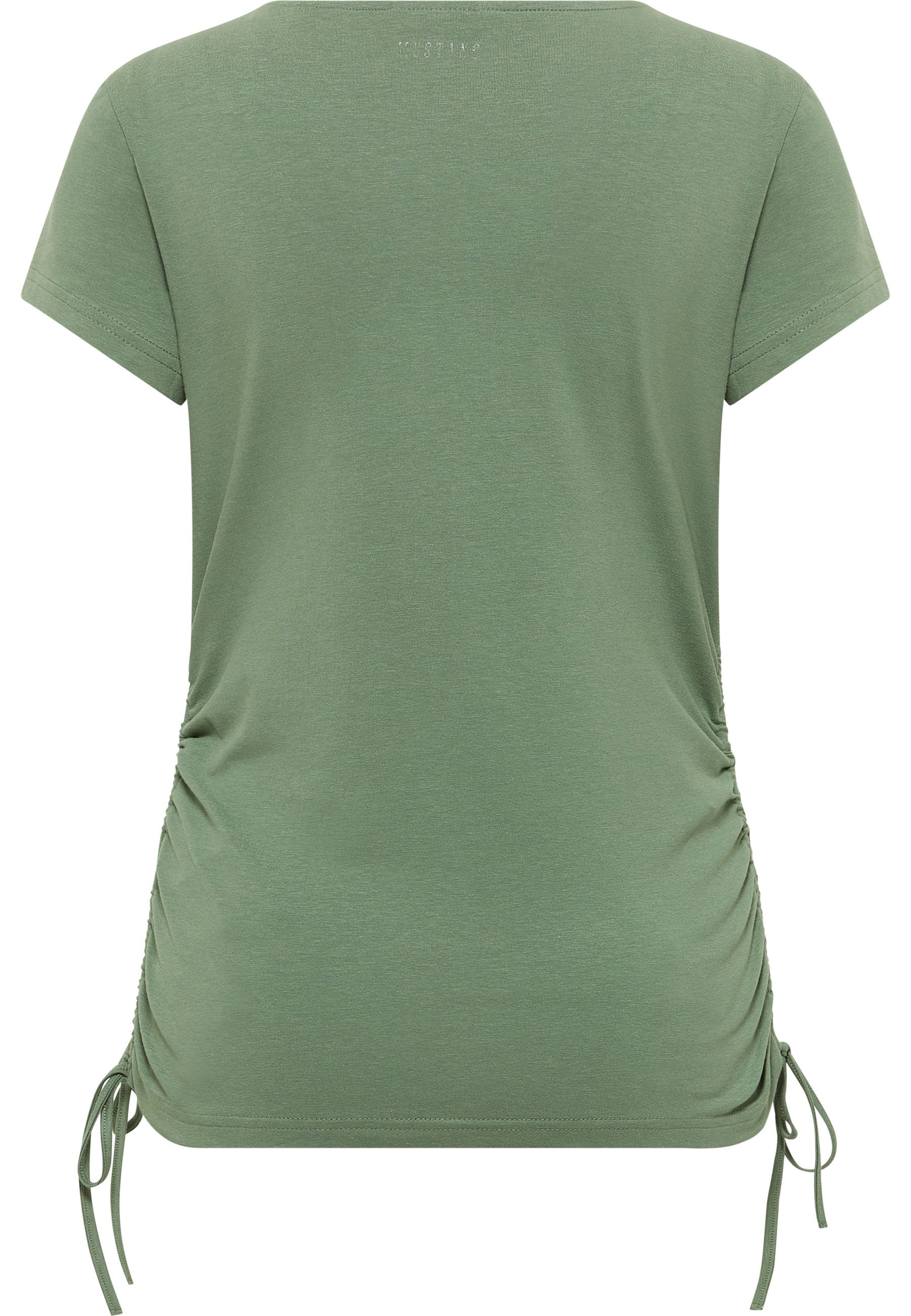 t-shirt, kurzarm, grün, gerüschte seiten, drawstring