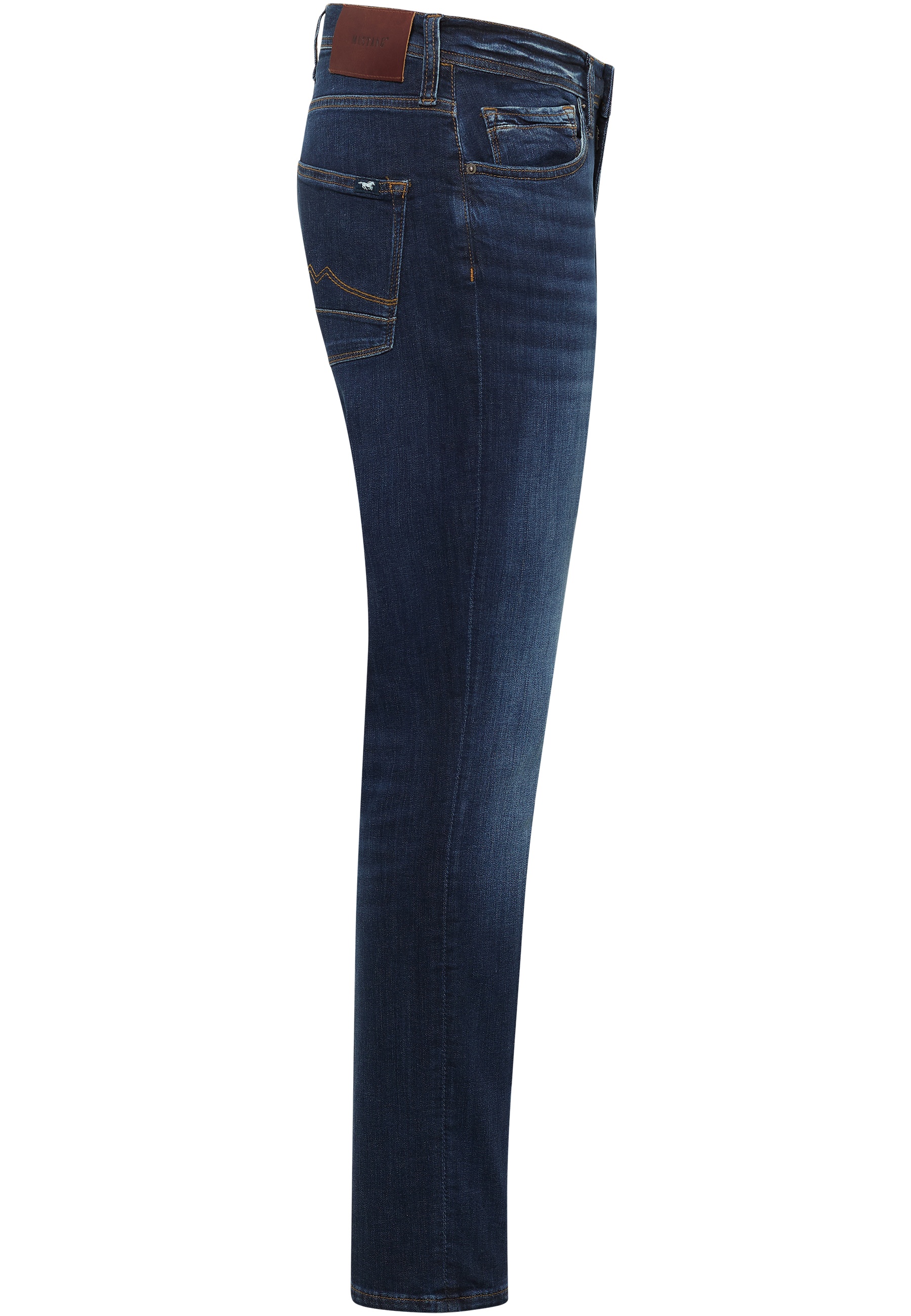 jeans, Denim, Straight leg, Back pockets, Braune Lederetikett