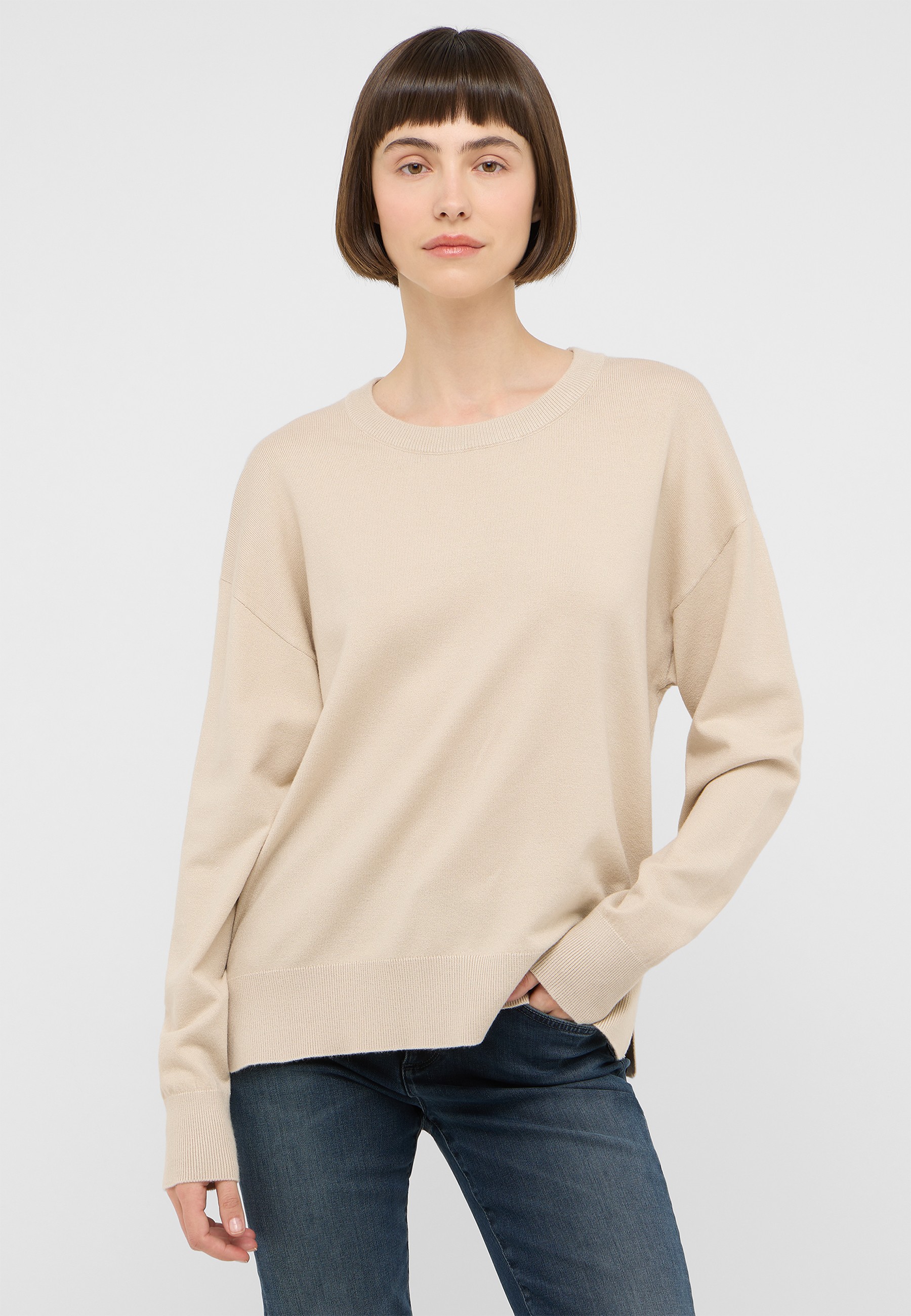 Pullover, Beige, Rundhals, Langarm, Casual