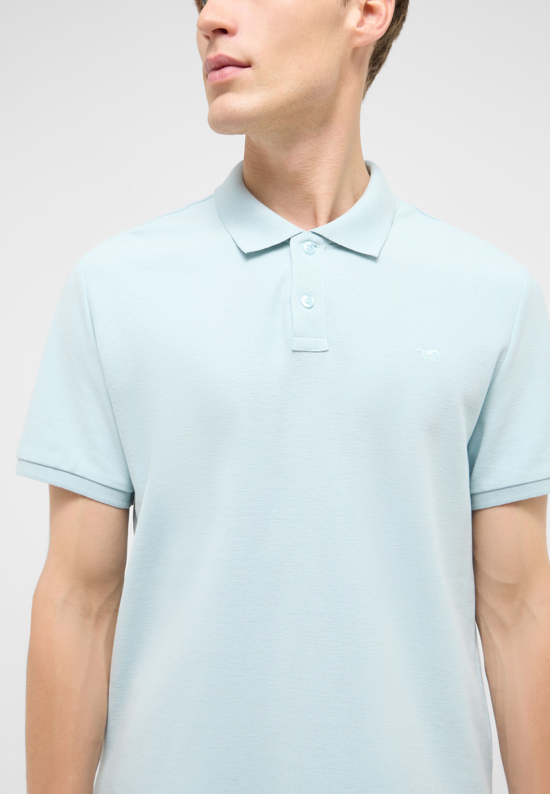 Polohemd, Piqué, Kurzärmlig, Hellblau, Kleidung