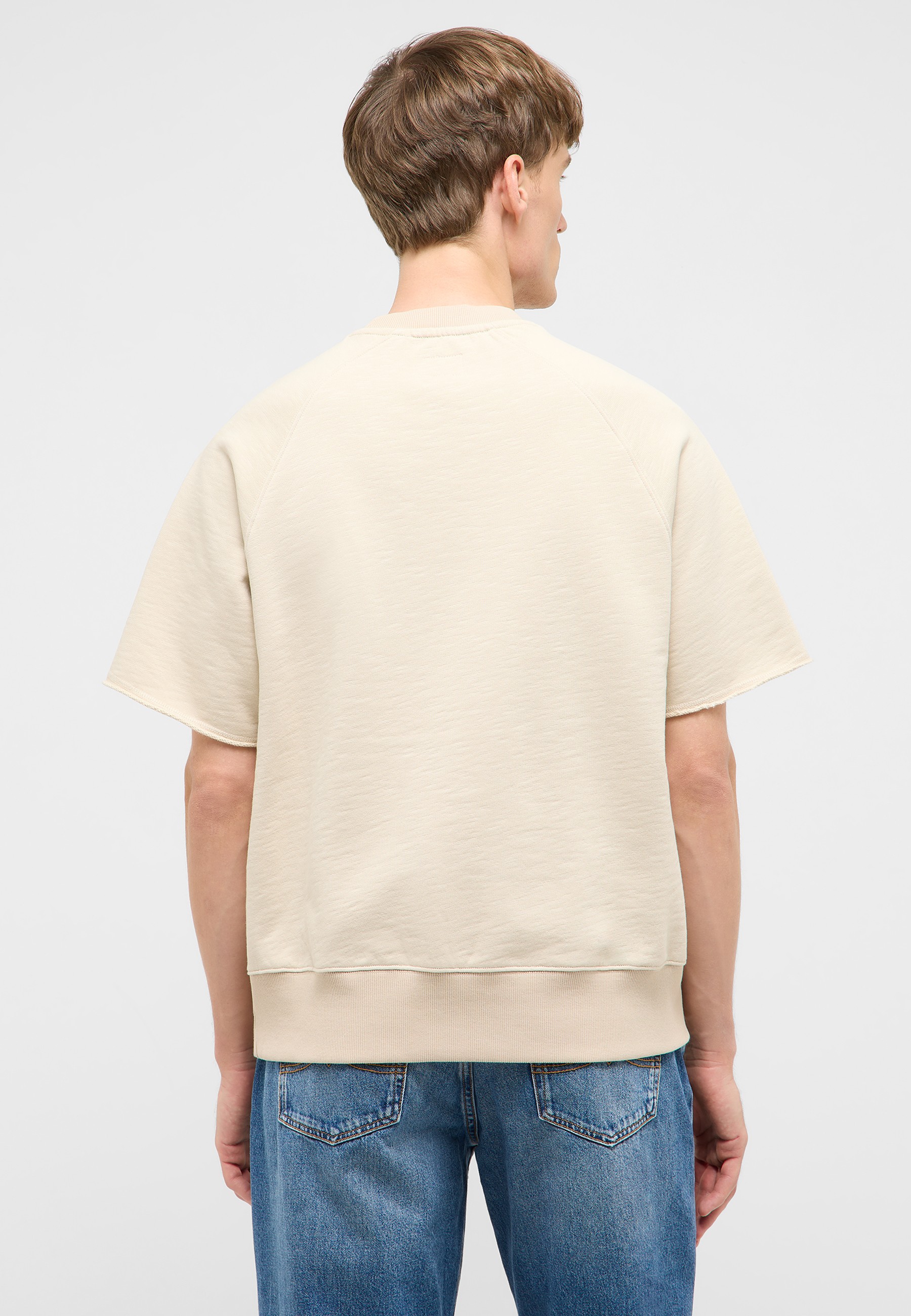 T-Shirt, Kurzarm, Beige, Rundhals, Kapuzenlos