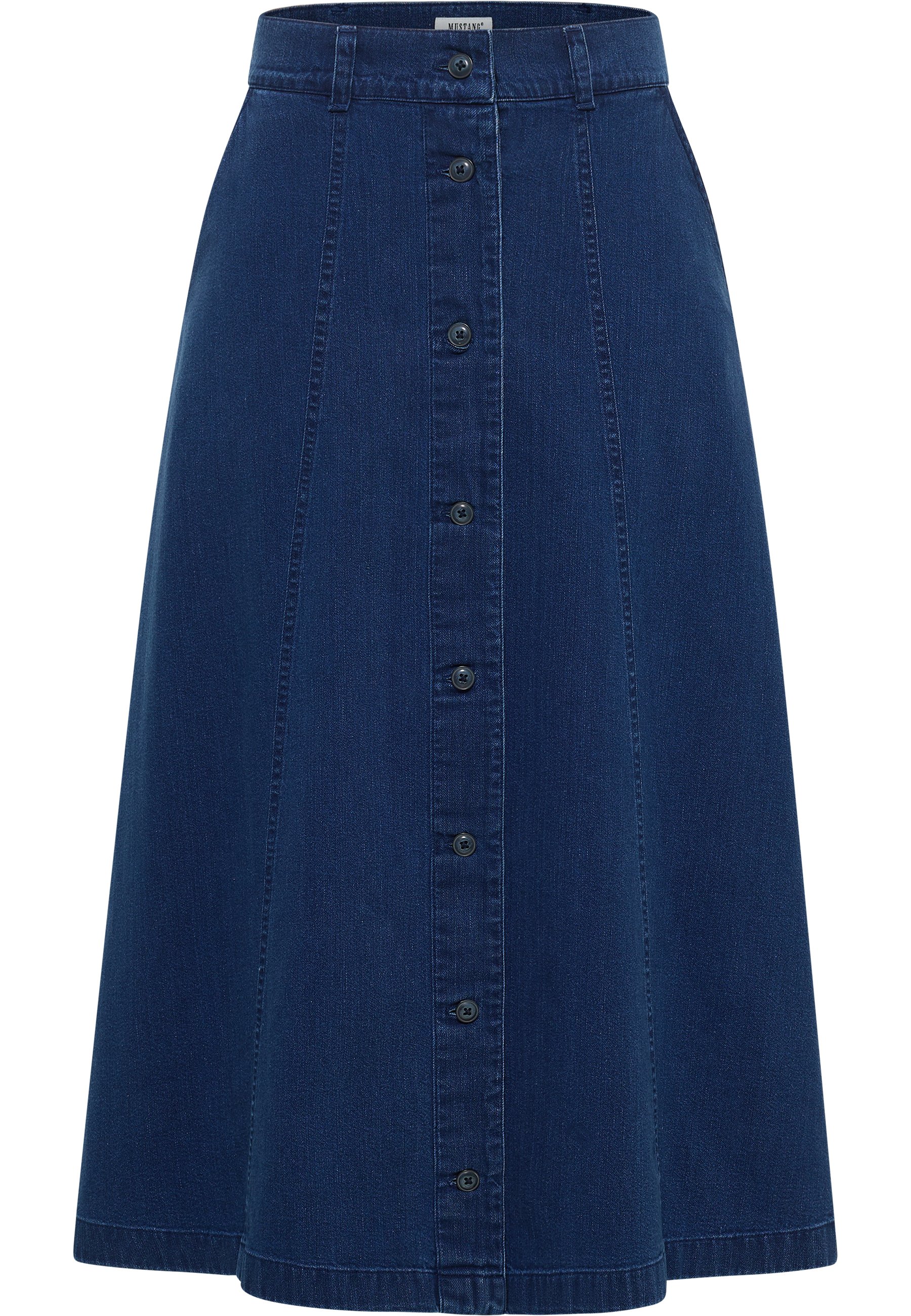 Denim, A-Linien Rock, Knopfleiste, Midikleid, Jeansstoff