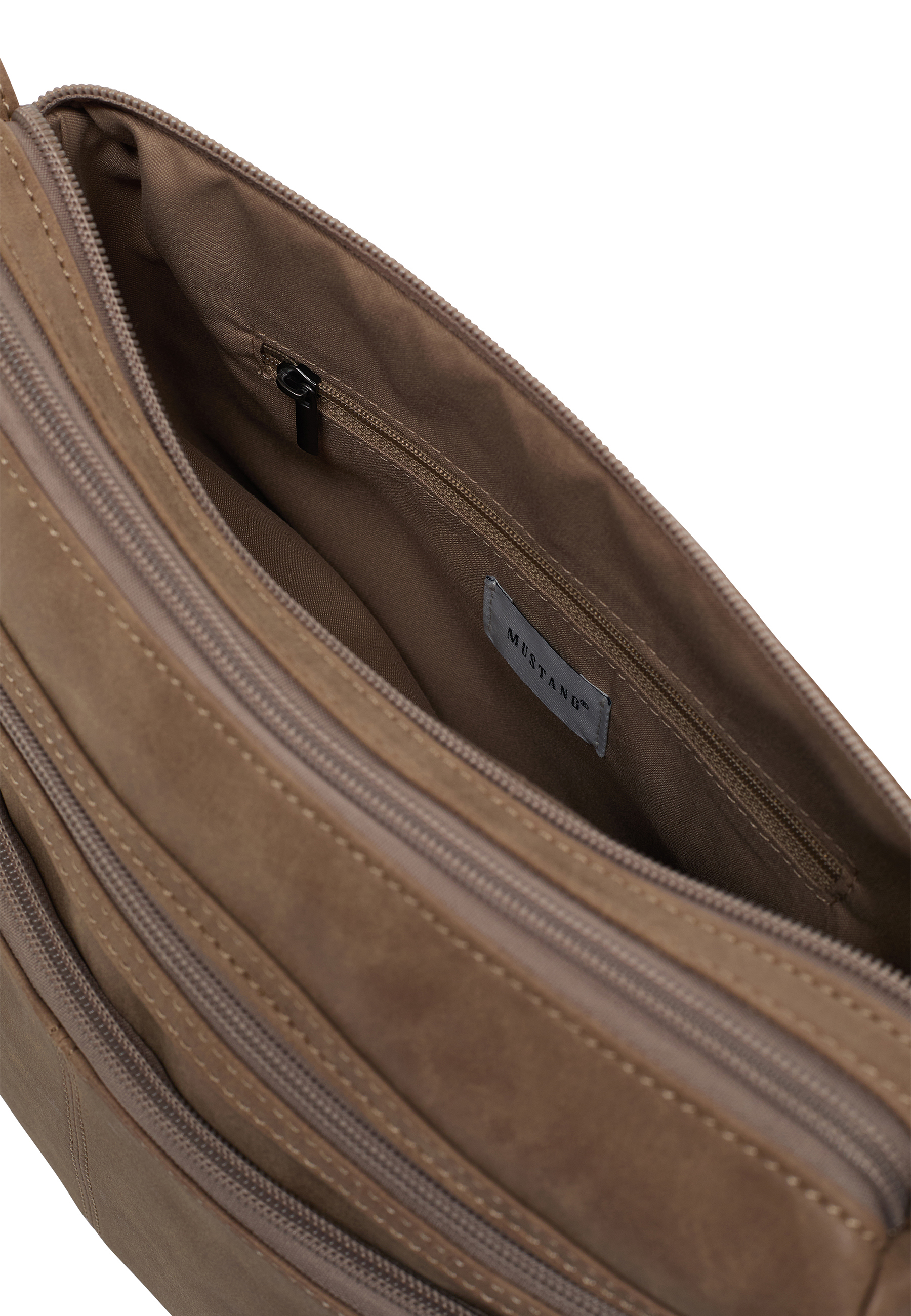 messenger bag, shoulder bag, braun, Reißverschlussfach, Mustang