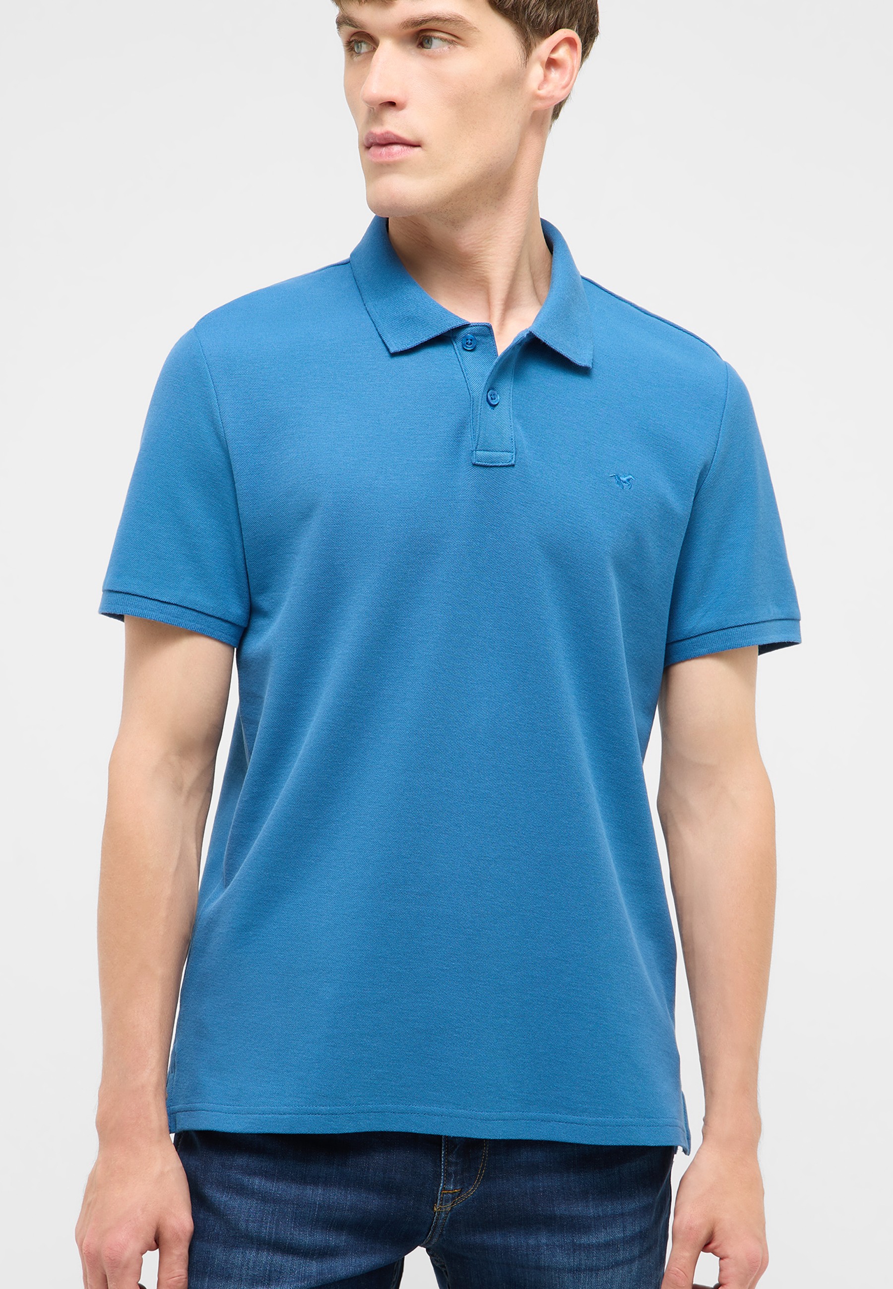 Polohemd, blaues Polo, Kurzarm, Baumwollgemisch, freizeitoberteil