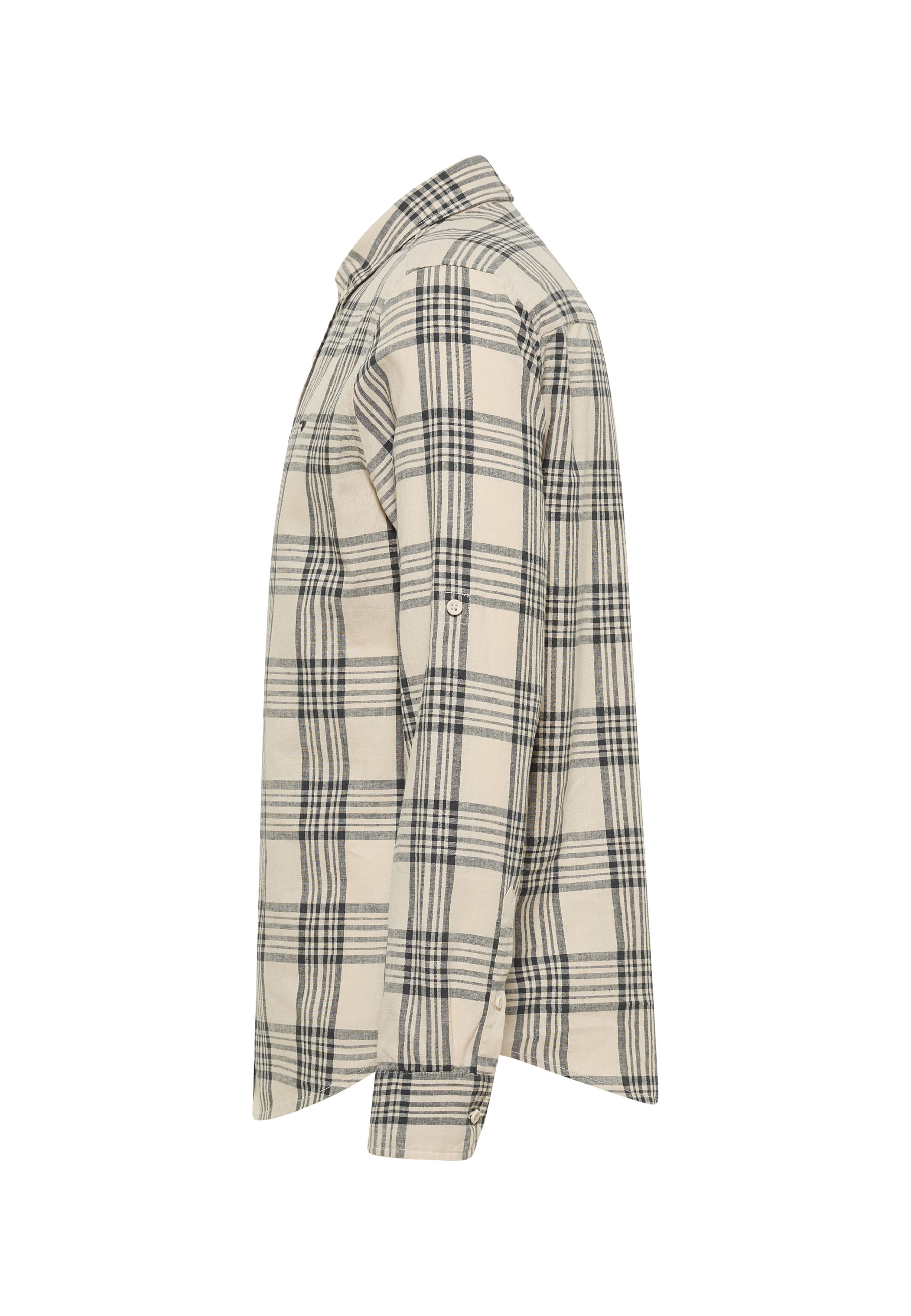 Pläd Shirt, Flanell, Langarm, Beige, Kariert