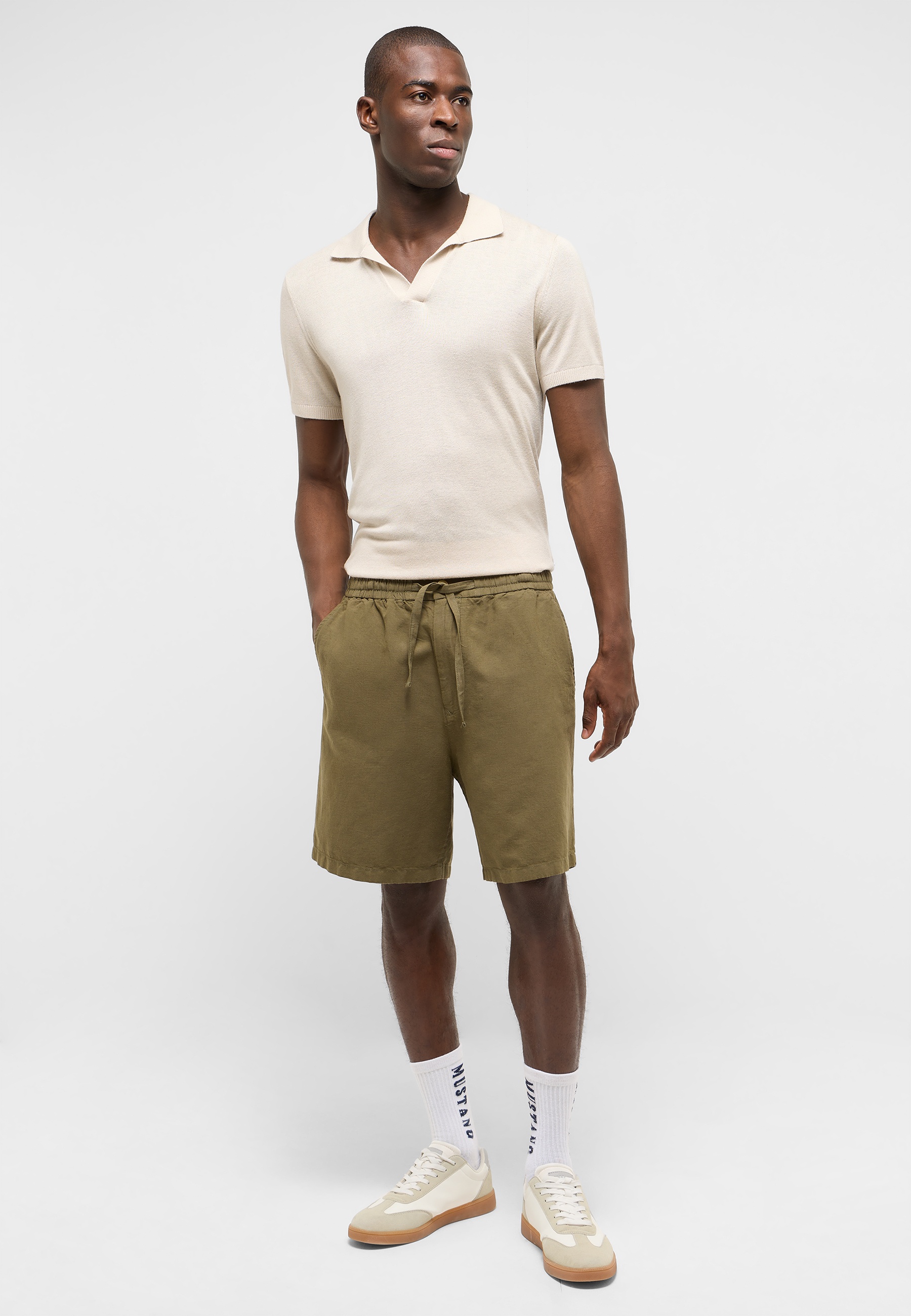 Polohemd, Shorts, Beige, Khaki, Sneaker