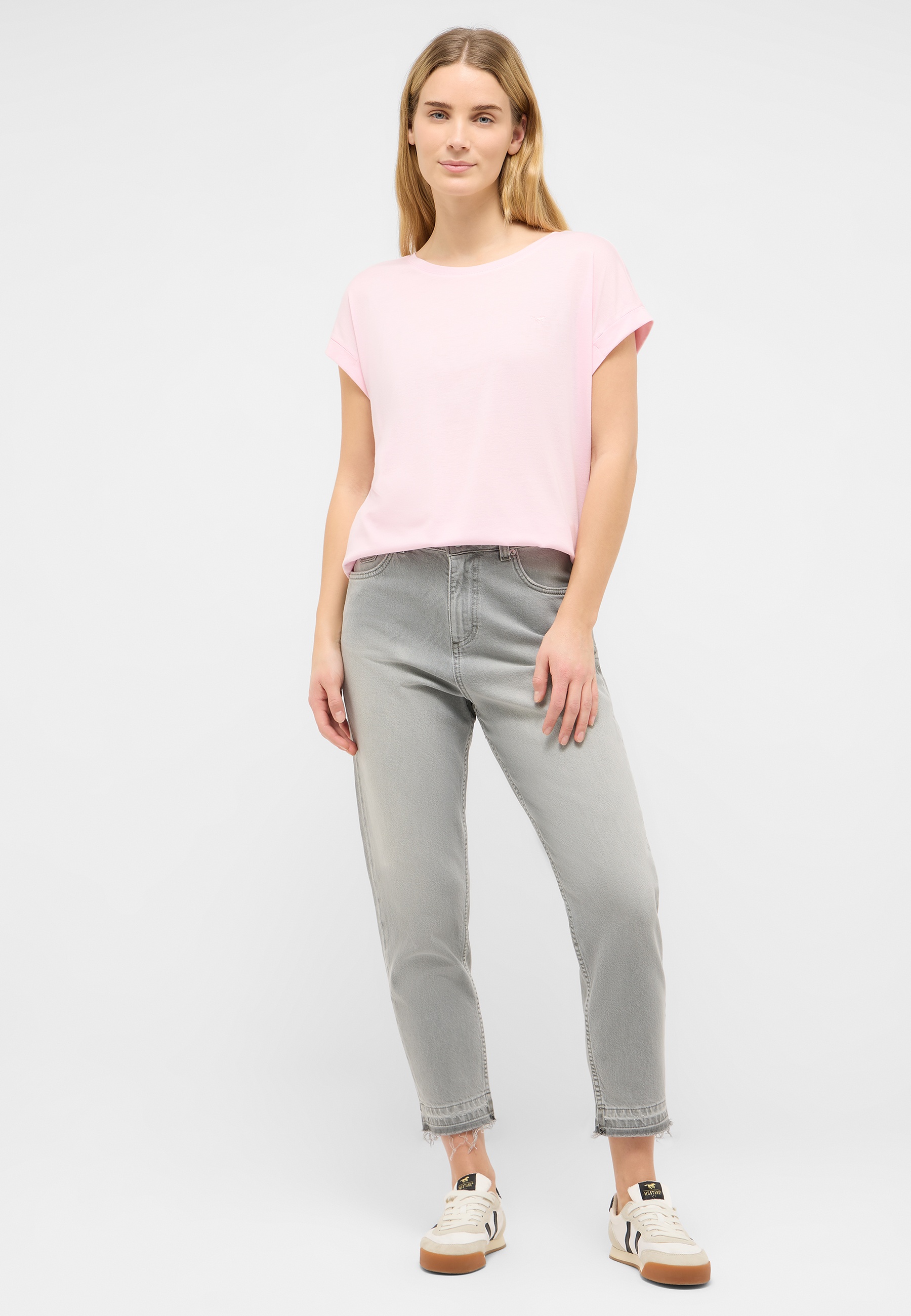 t-shirt, pink, kurzarm, baumwolle, jeans
