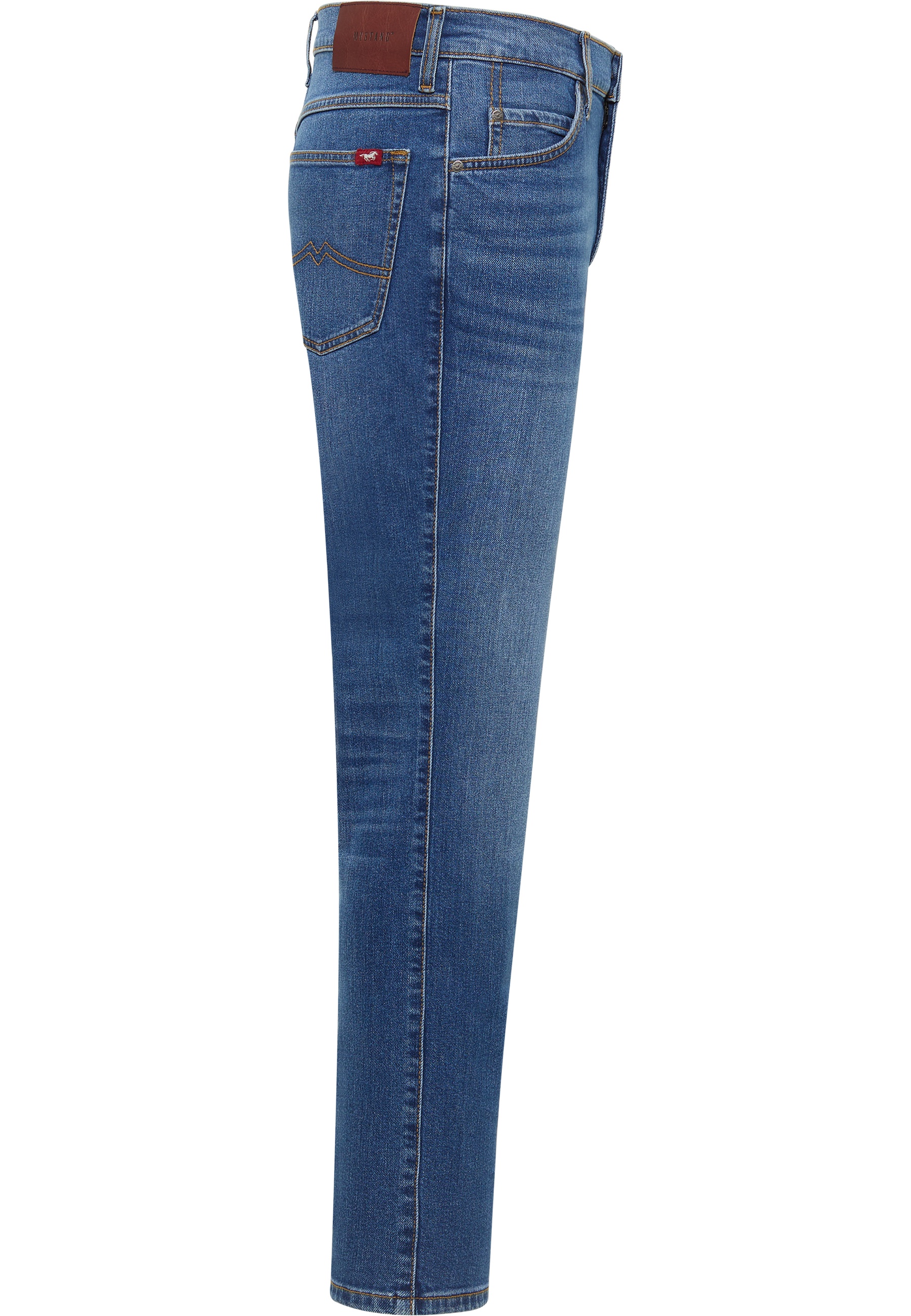 Jeans, Blue denim, Straight leg, Back pocket, 5-pocket