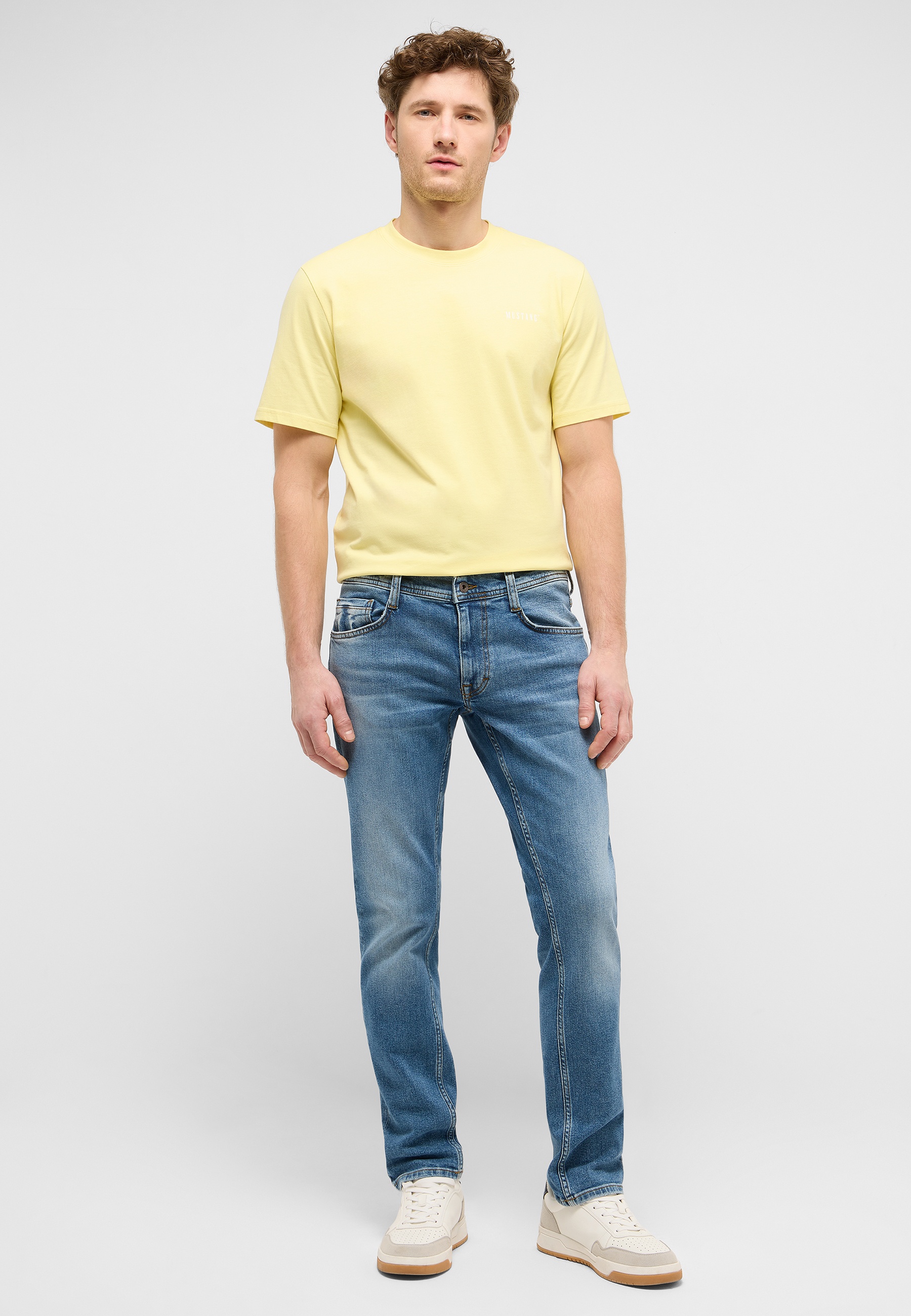 t-shirt, solide, kurzarm, gelb, baumwolle