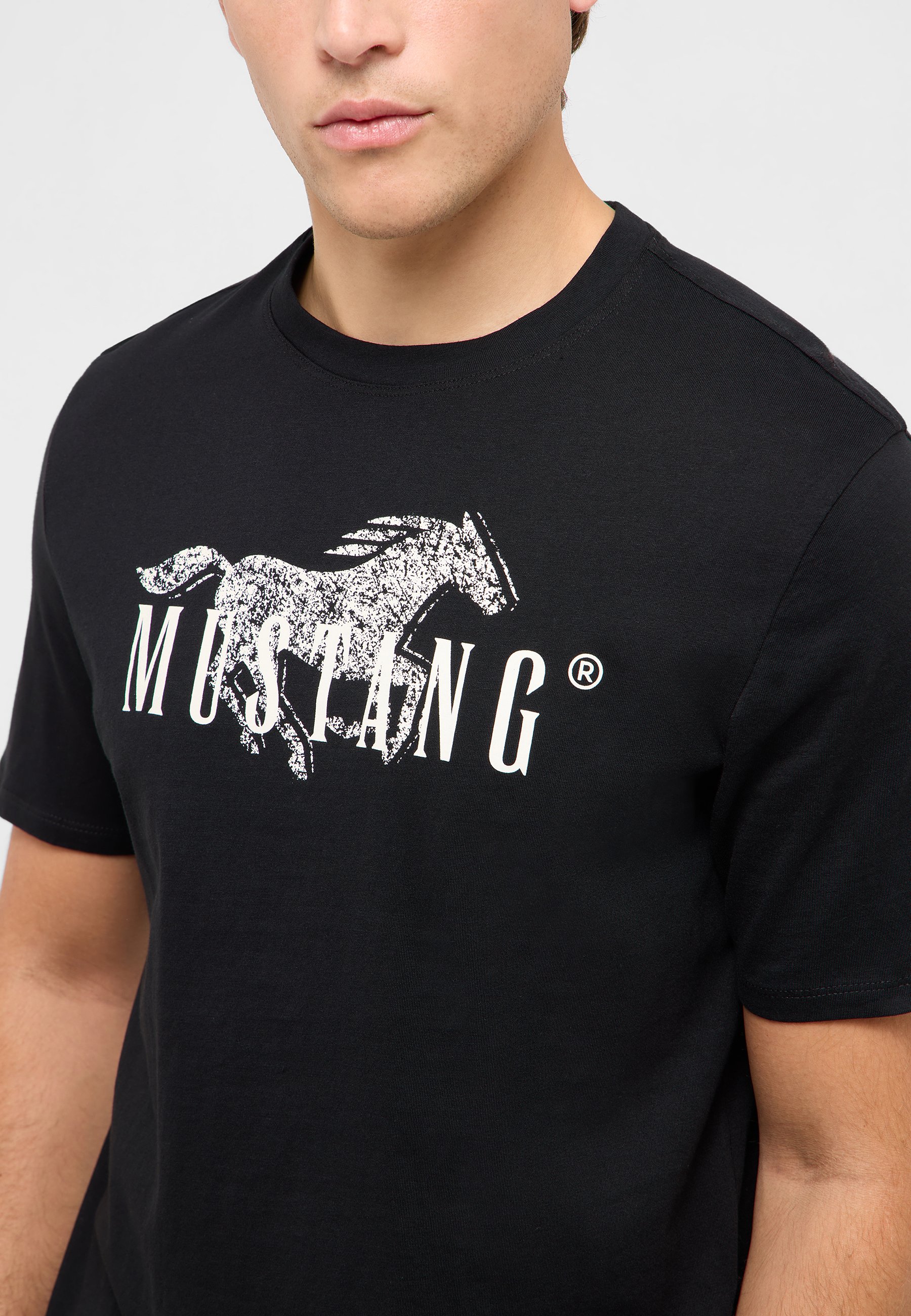 t-shirt, schwarz, grafik, pferd, MUSTANG