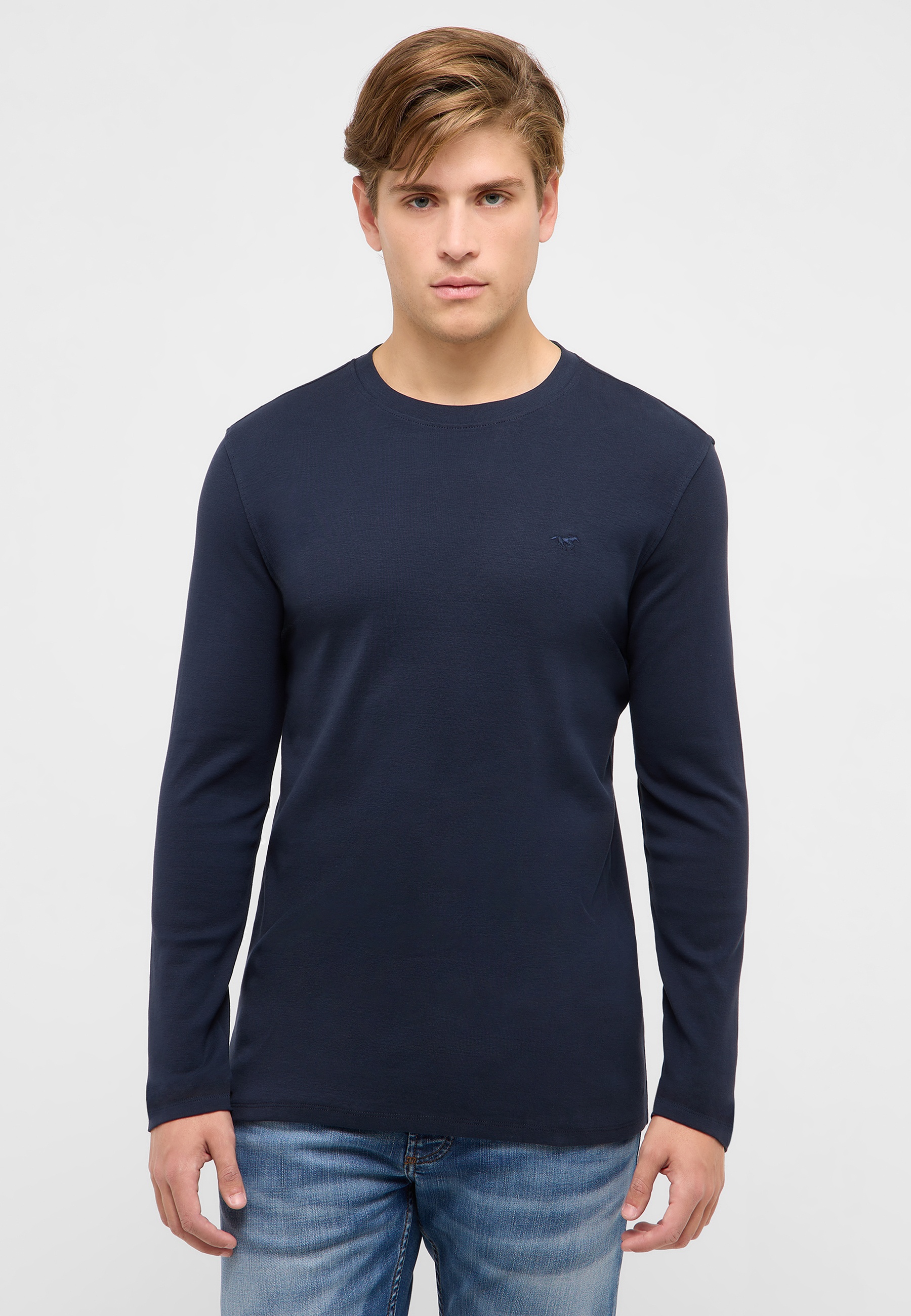 Langarmshirt, Navy, Uni, Basic-Shirt, Kleidung