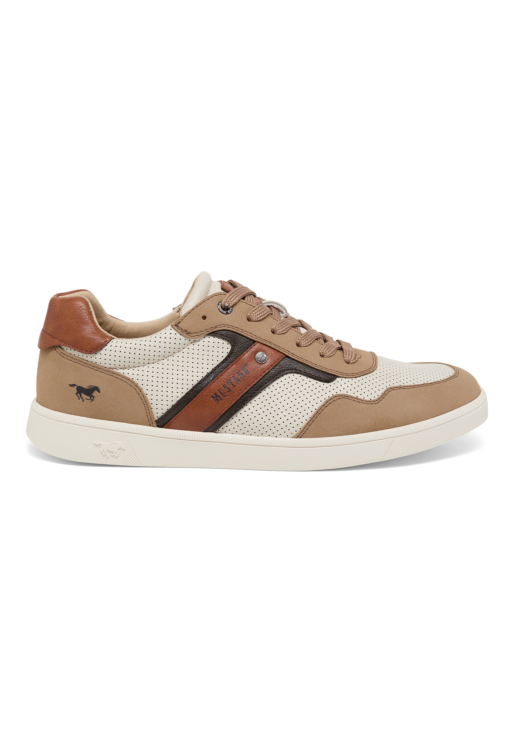 Sneaker, Laufschuh, Beige, Perforiert, Gummisohle