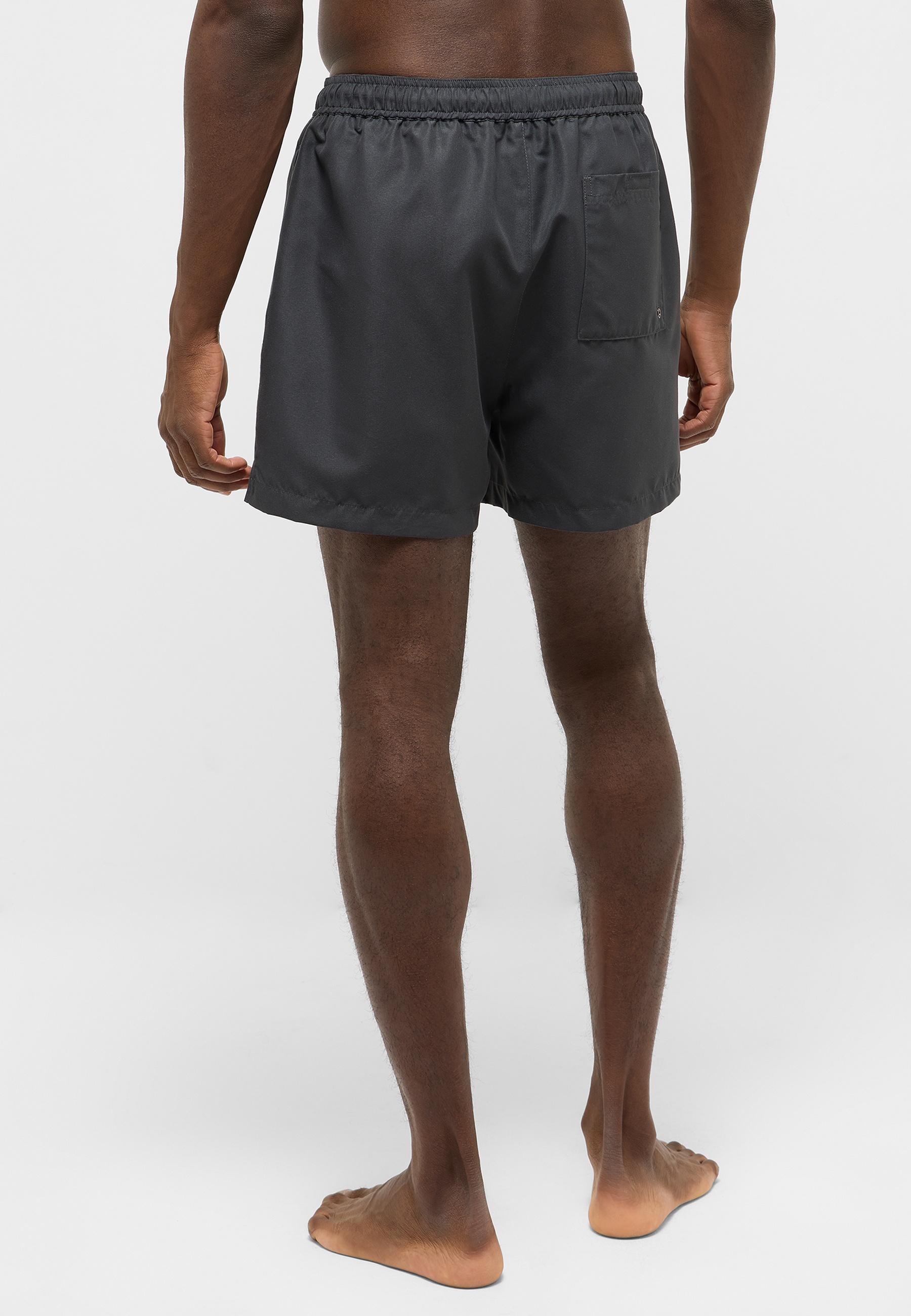 Kurze Hose, Schwimmshorts, Graue Farbe, Elastischer Bund, Hosenrückseite Tasche