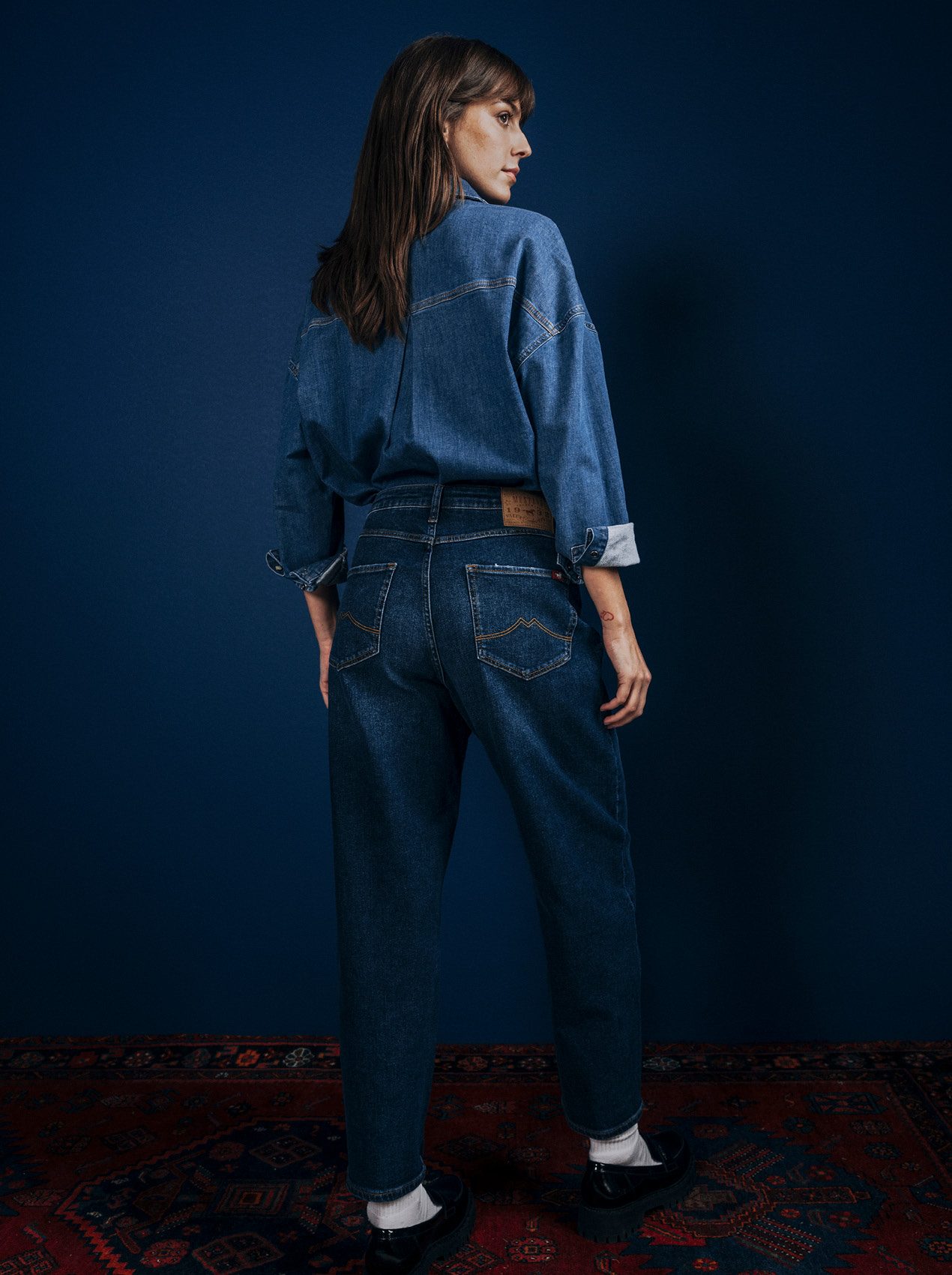 jeans, Denim, Jeansjacke, Rückansicht, Gürtel-/Taschendetails