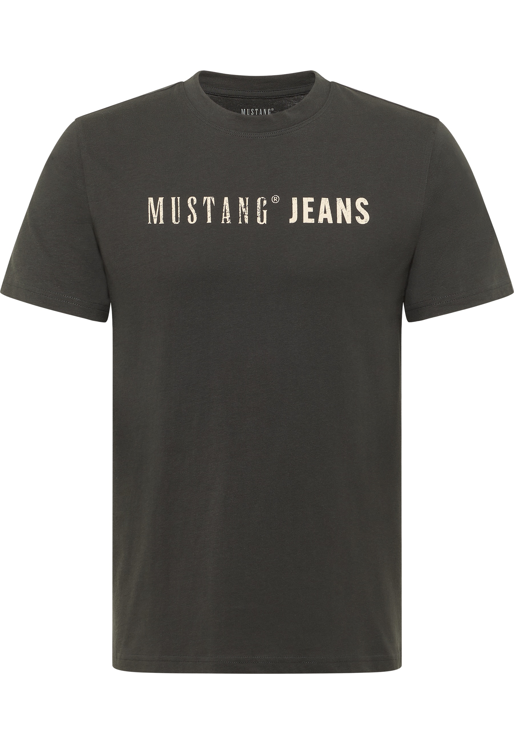 T-Shirt, Mustang Jeans, Kurzarm, Unifarben, Graue/Dim-Grundfarbe