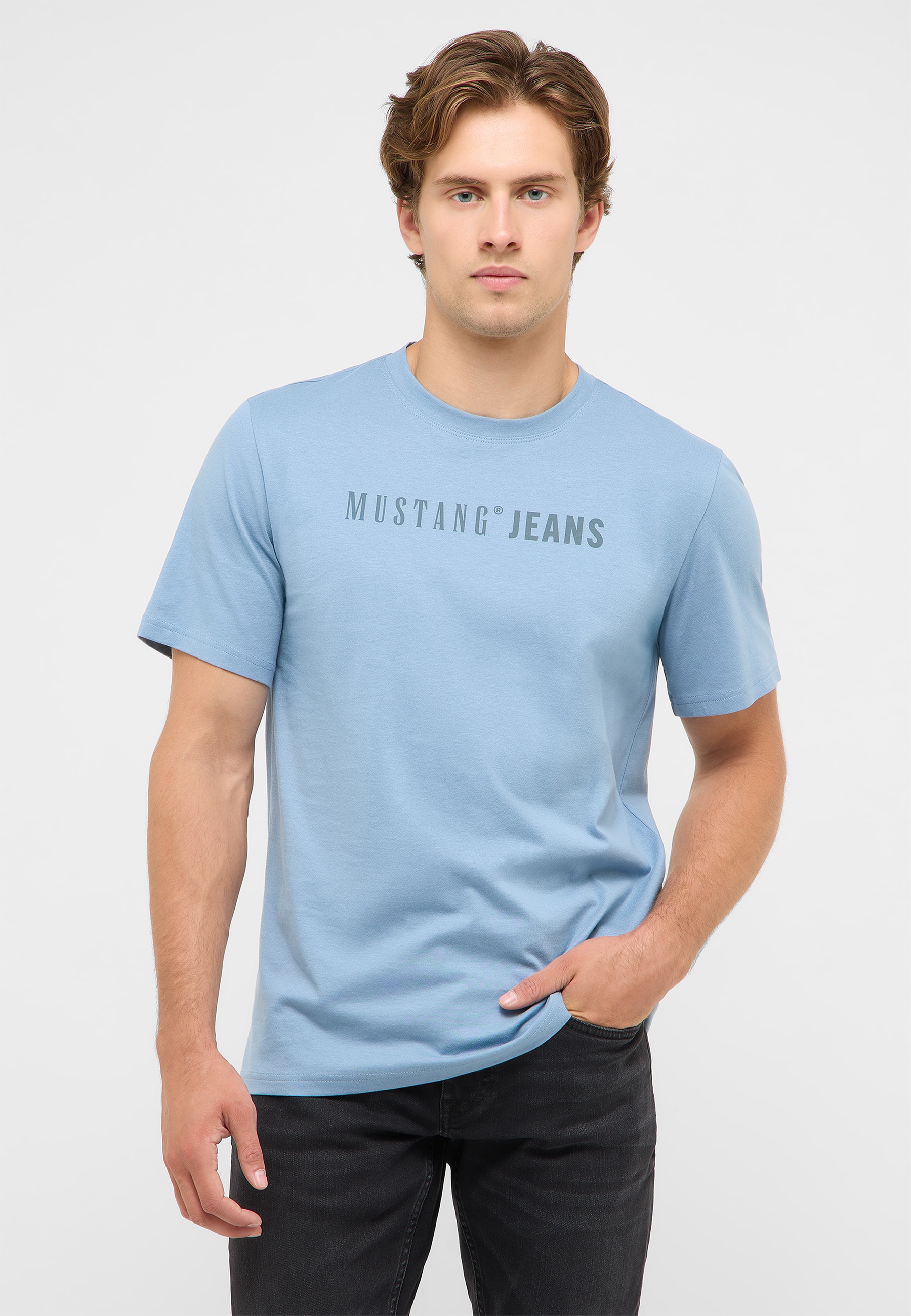 T-Shirt, Kurzarm, Rundhals, Print, Uni-Farbe