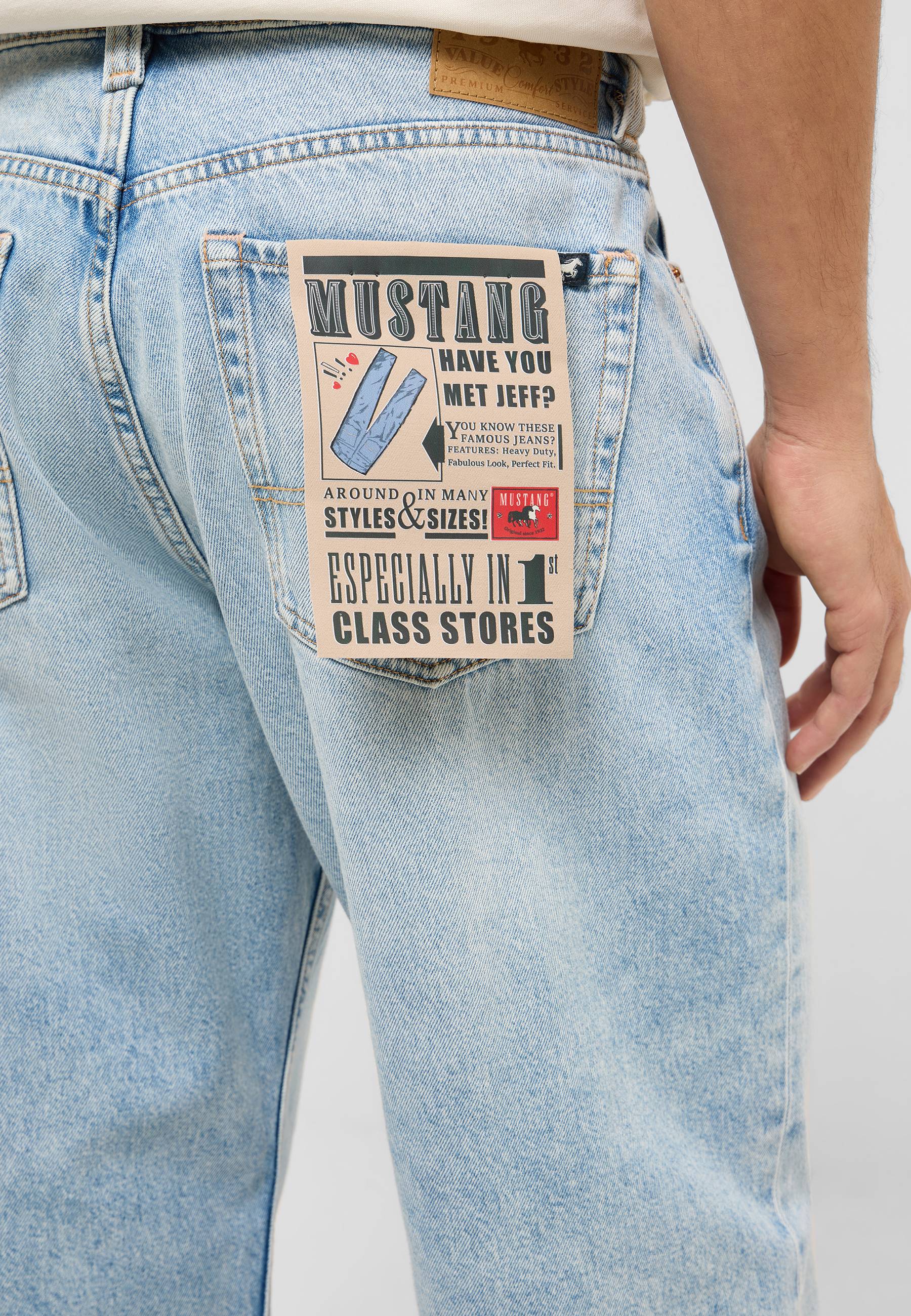 Jeans, Denim, Back pocket, Patch, Blau