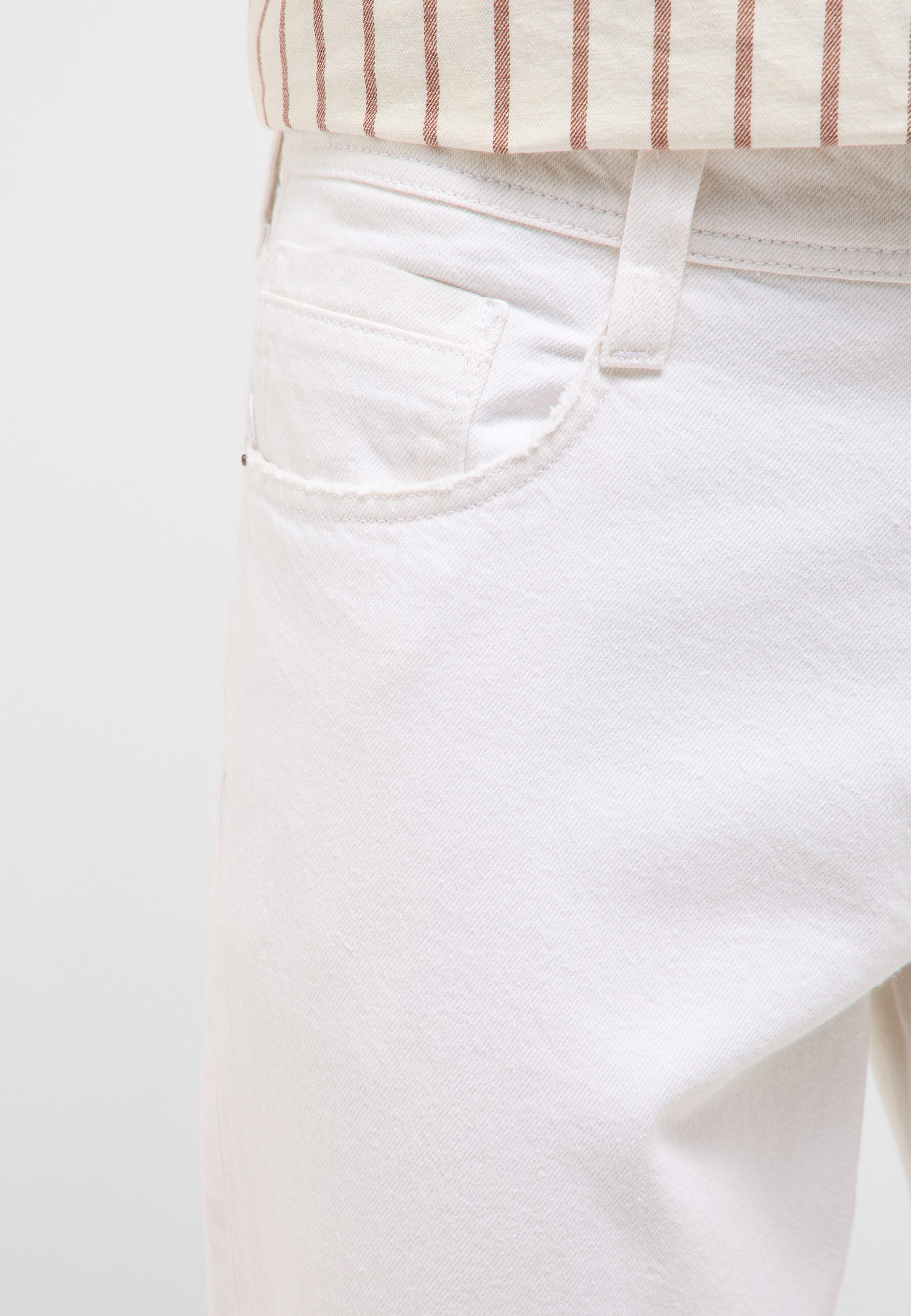 Jeans, Hose, Weiß, Knopf-BackPocket, Gürtelschlaufen