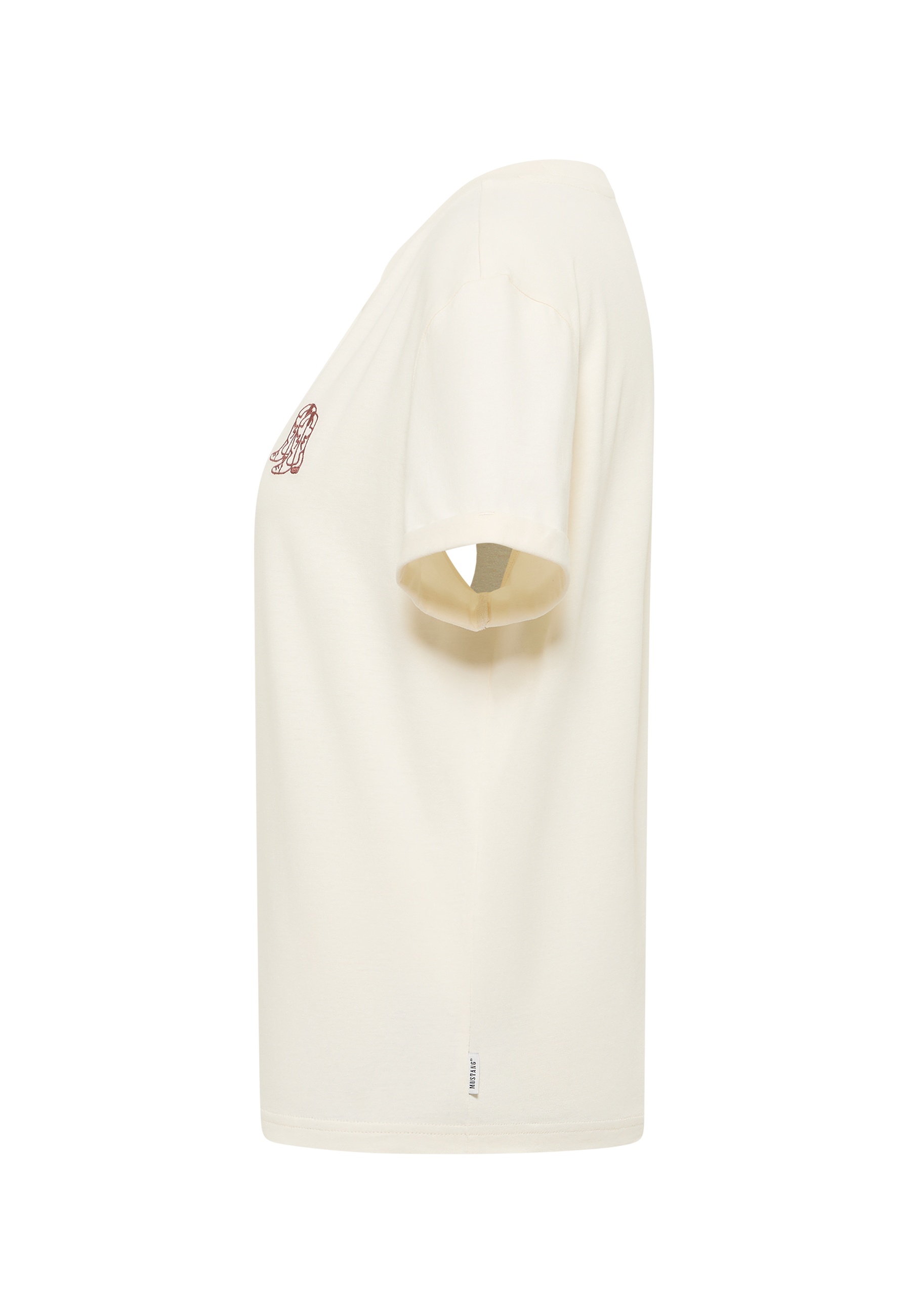 T-shirt, Kurzarm, Beige, Rundhals, Stoff