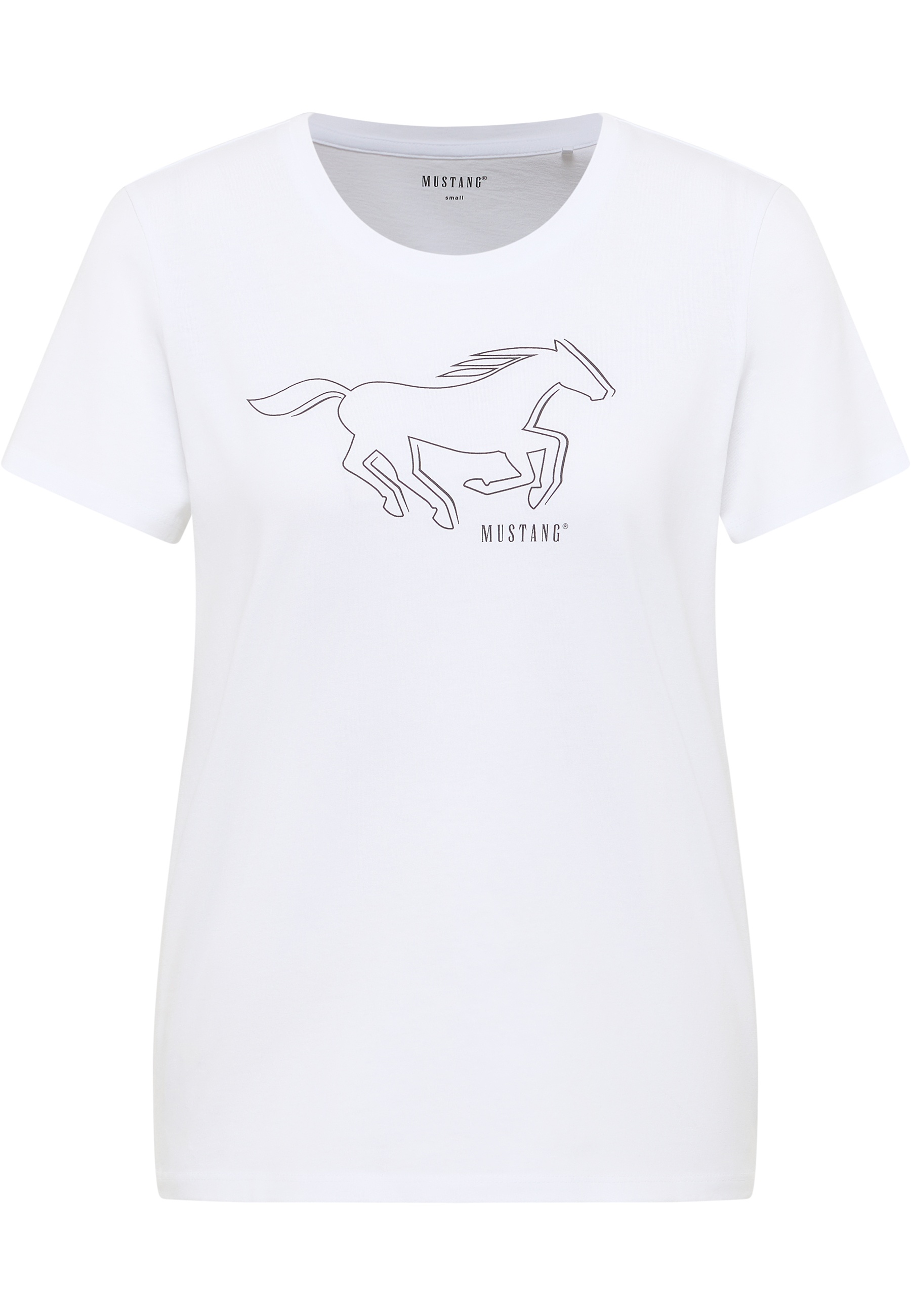 t-shirt, weiß, Pony-Print, Kurzarm, Mustang-Logo