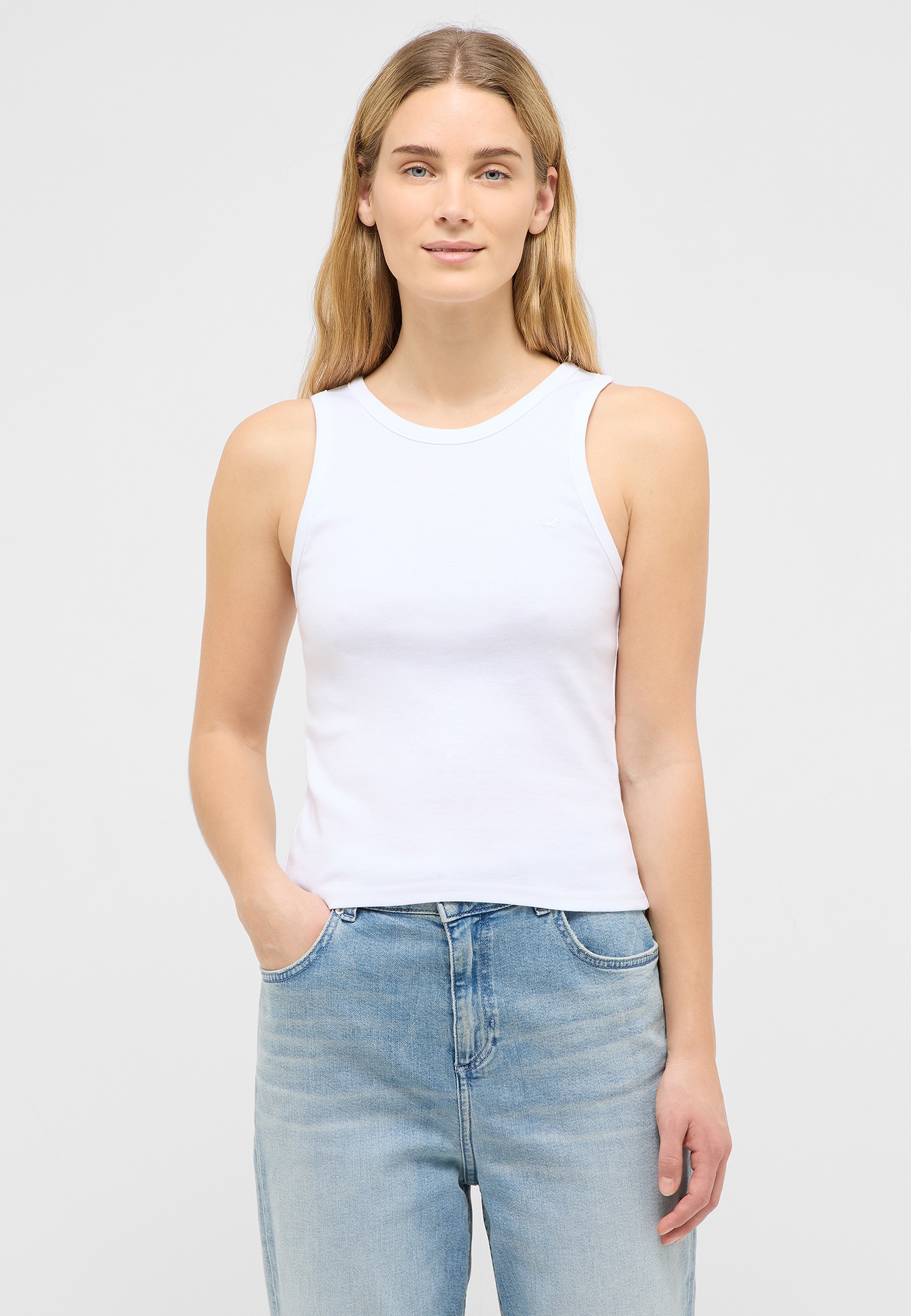 Tanktop, Weiß, Ärmellos, Baumwolle, T-Shirt