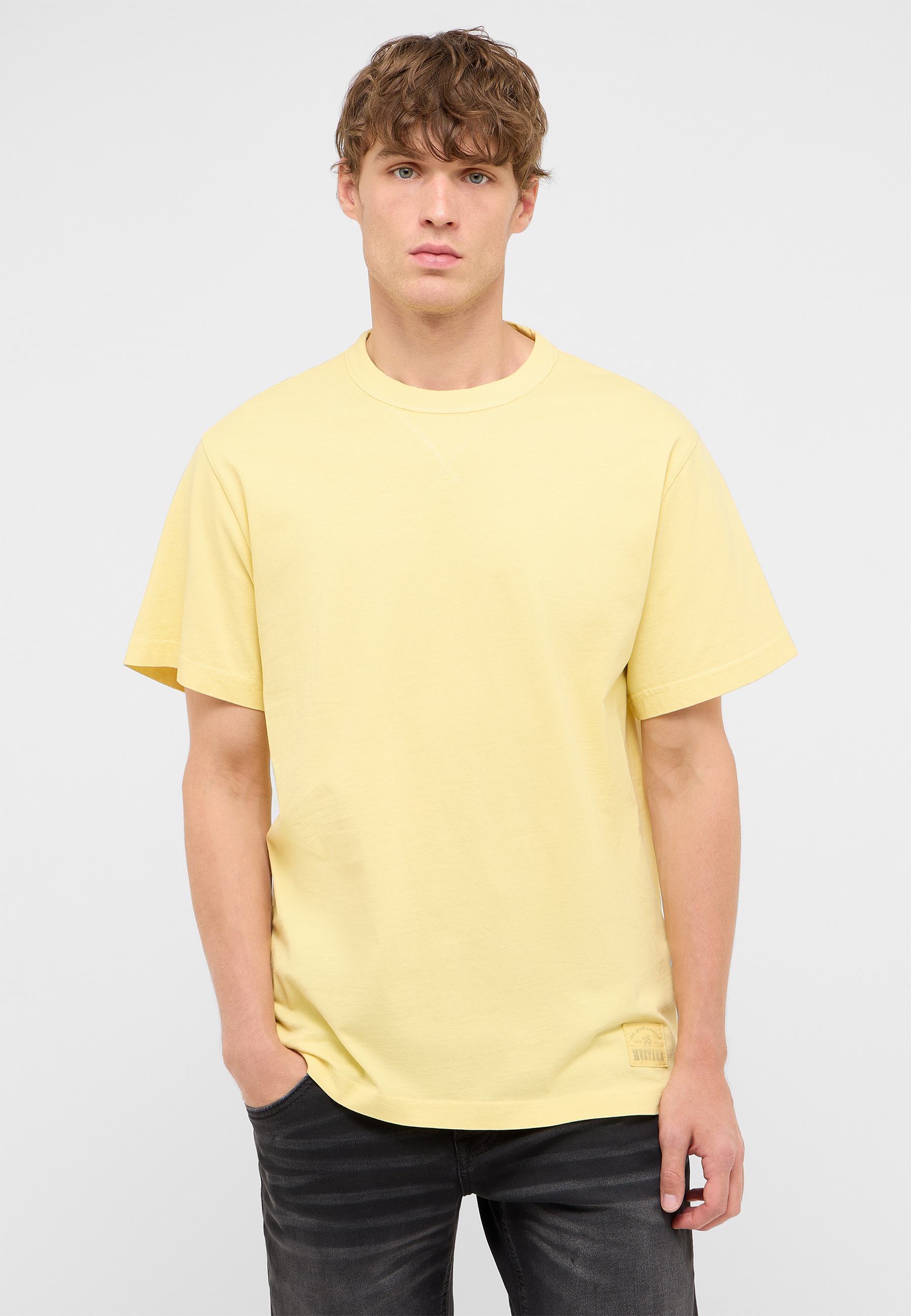 Tee, Kurzarm, Gelb, Einfarbig, Kleidung